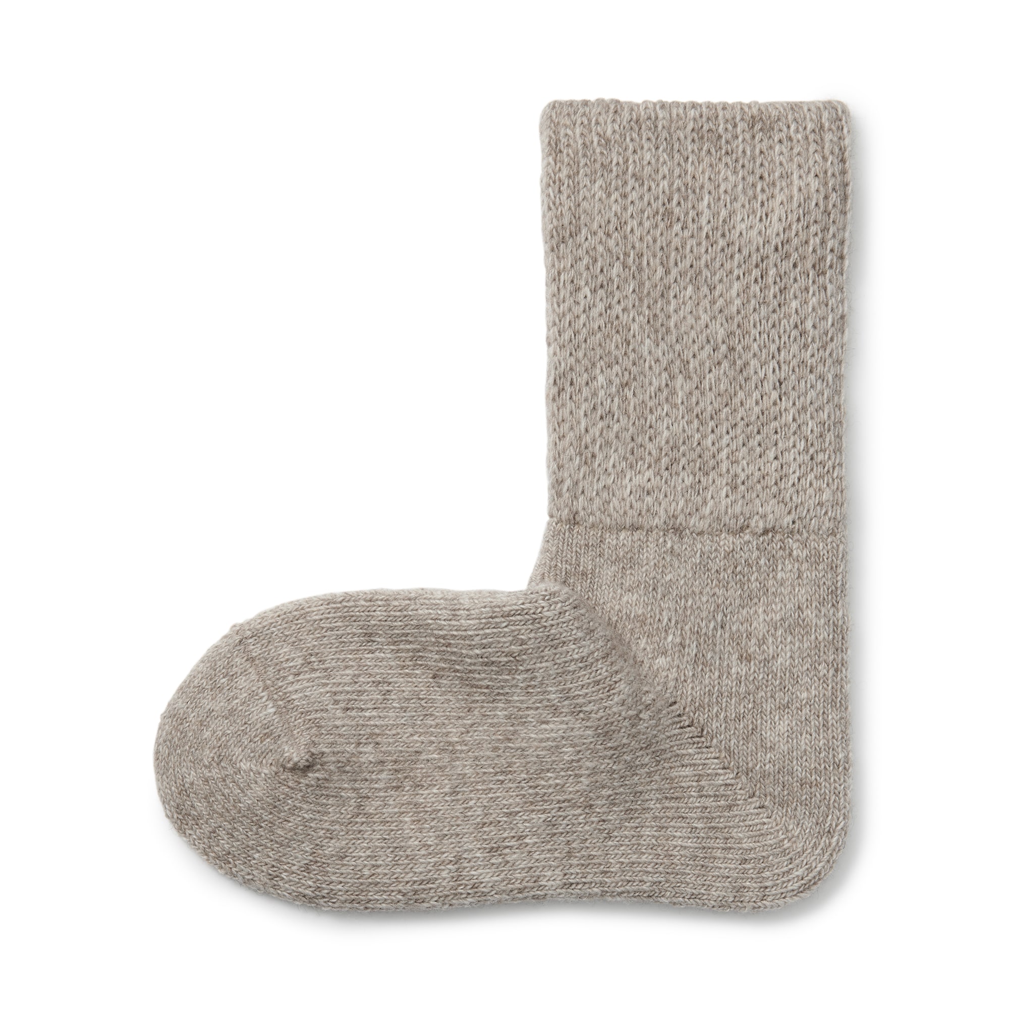 足なり直角　履き口やわらか　ヤク混　ルームソックス