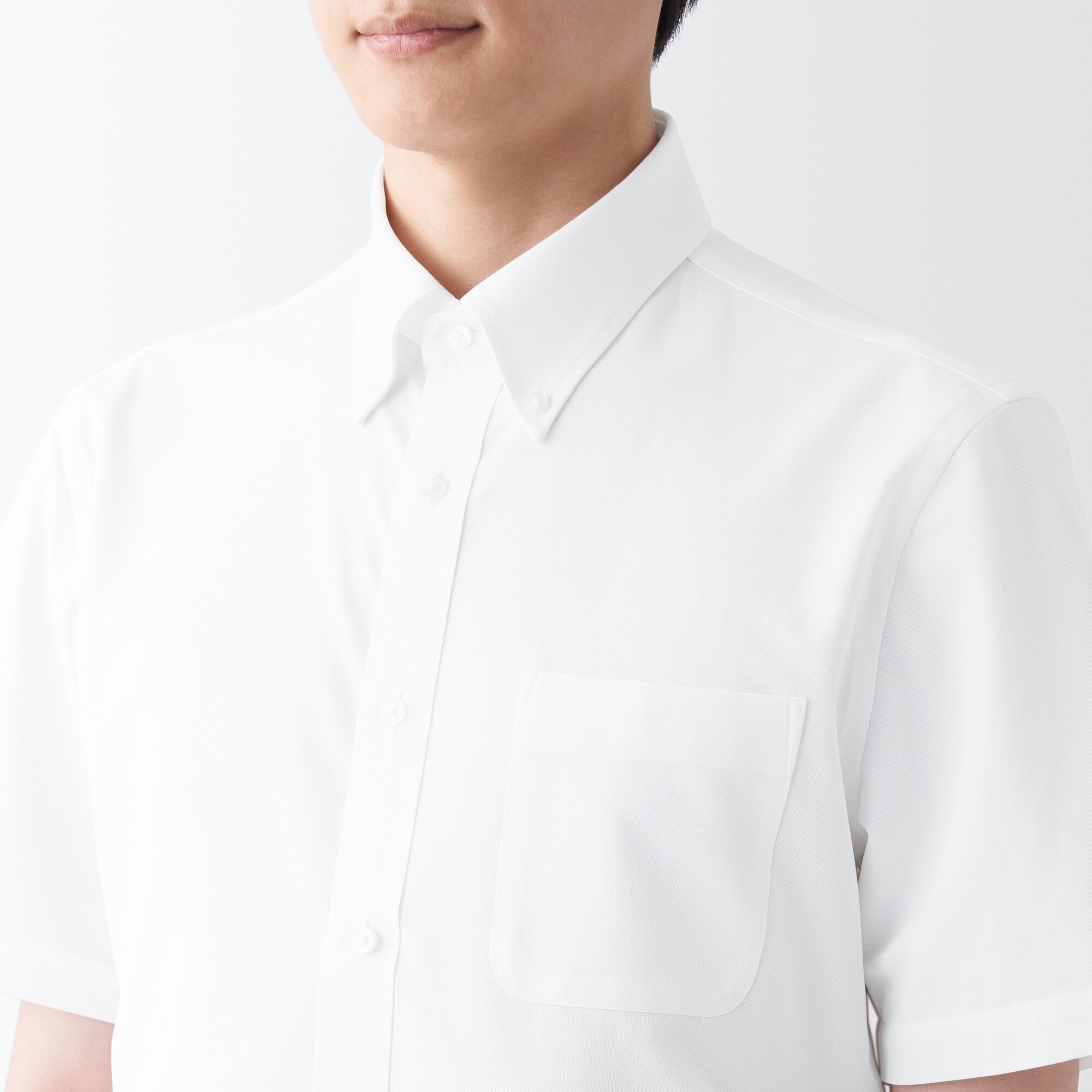 ノンアイロンジャージーボタンダウン半袖シャツ