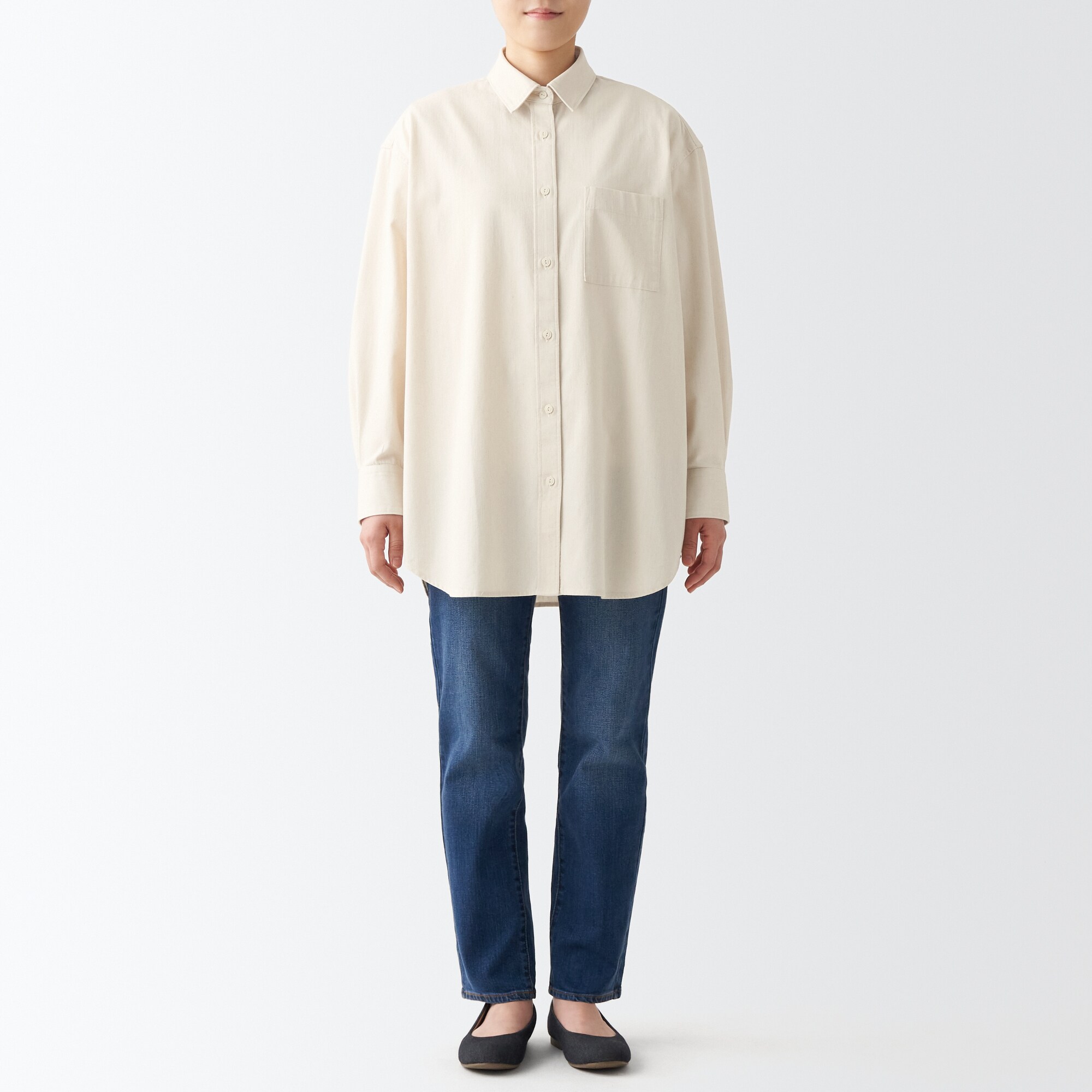 洗いざらしデニムレギュラーカラーチュニック