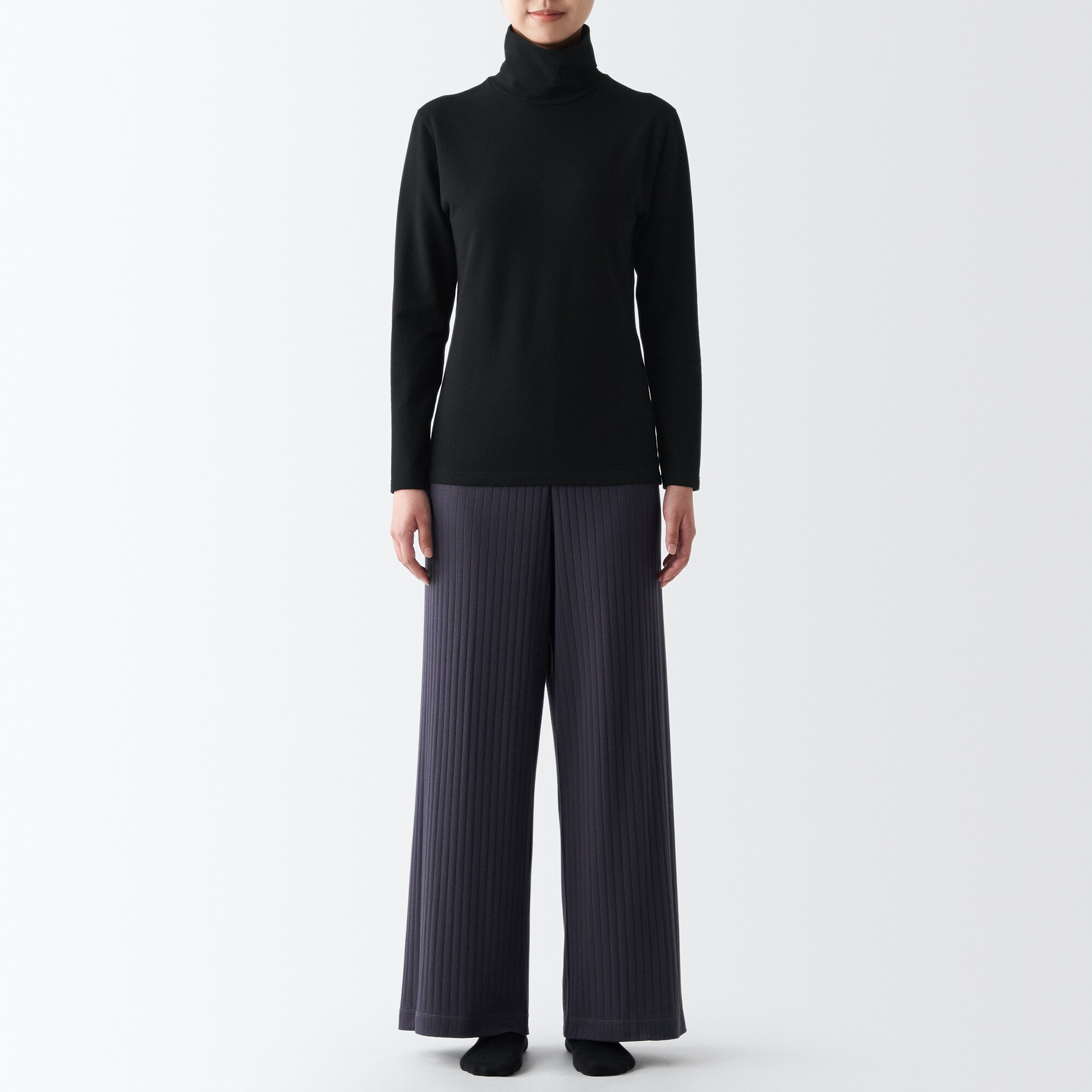 あったか綿　厚手　タートルネック長袖Ｔシャツ