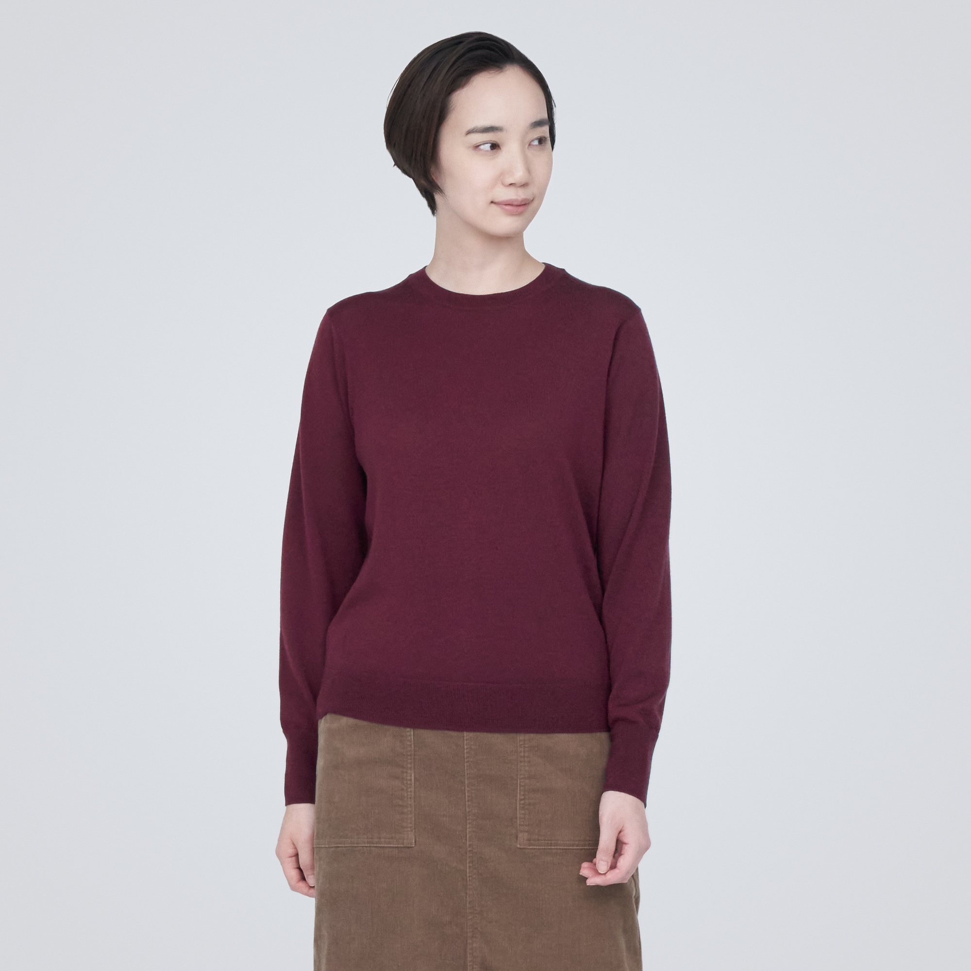 洗えるウールハイゲージクルーネックセーター