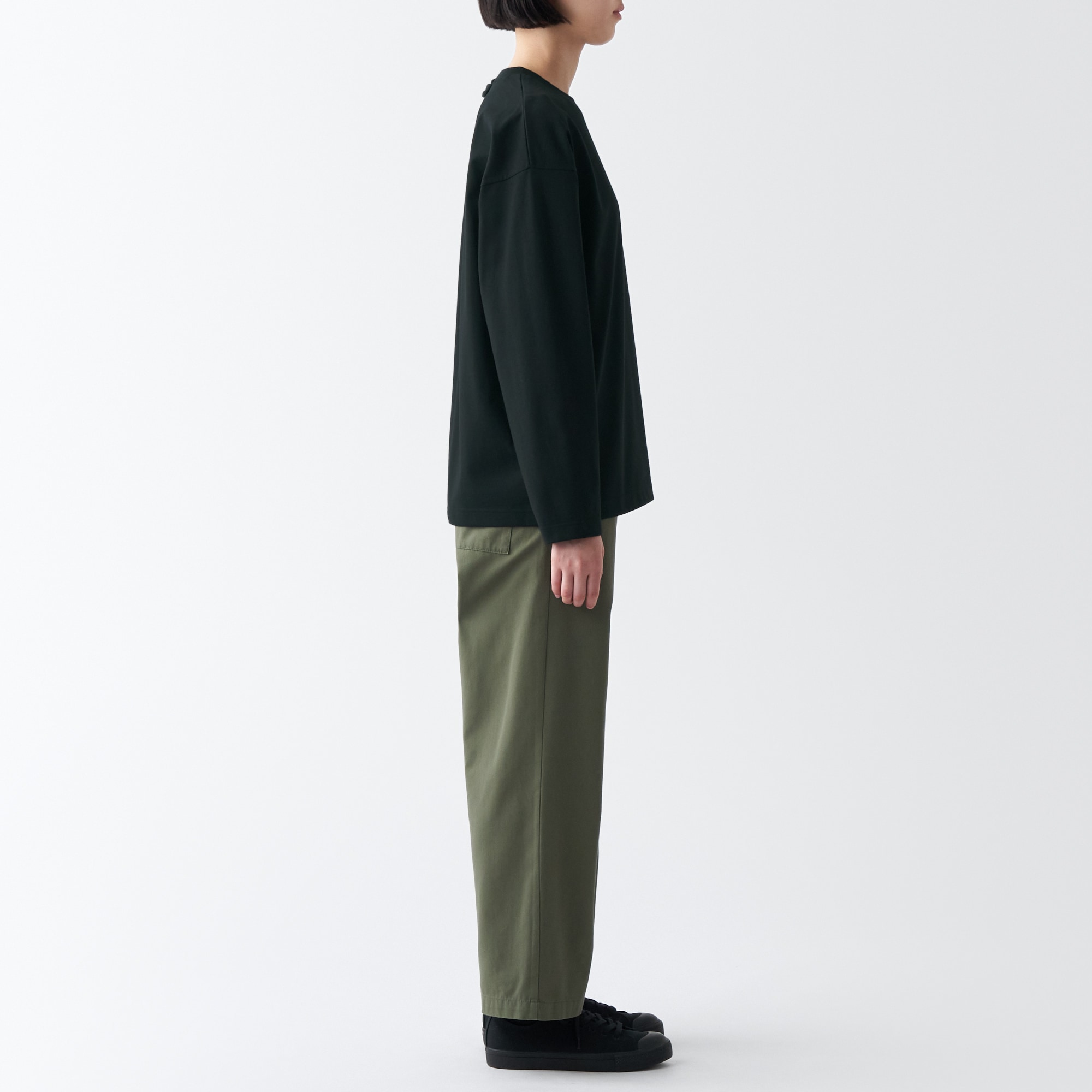 天竺編みクルーネック長袖Ｔシャツ