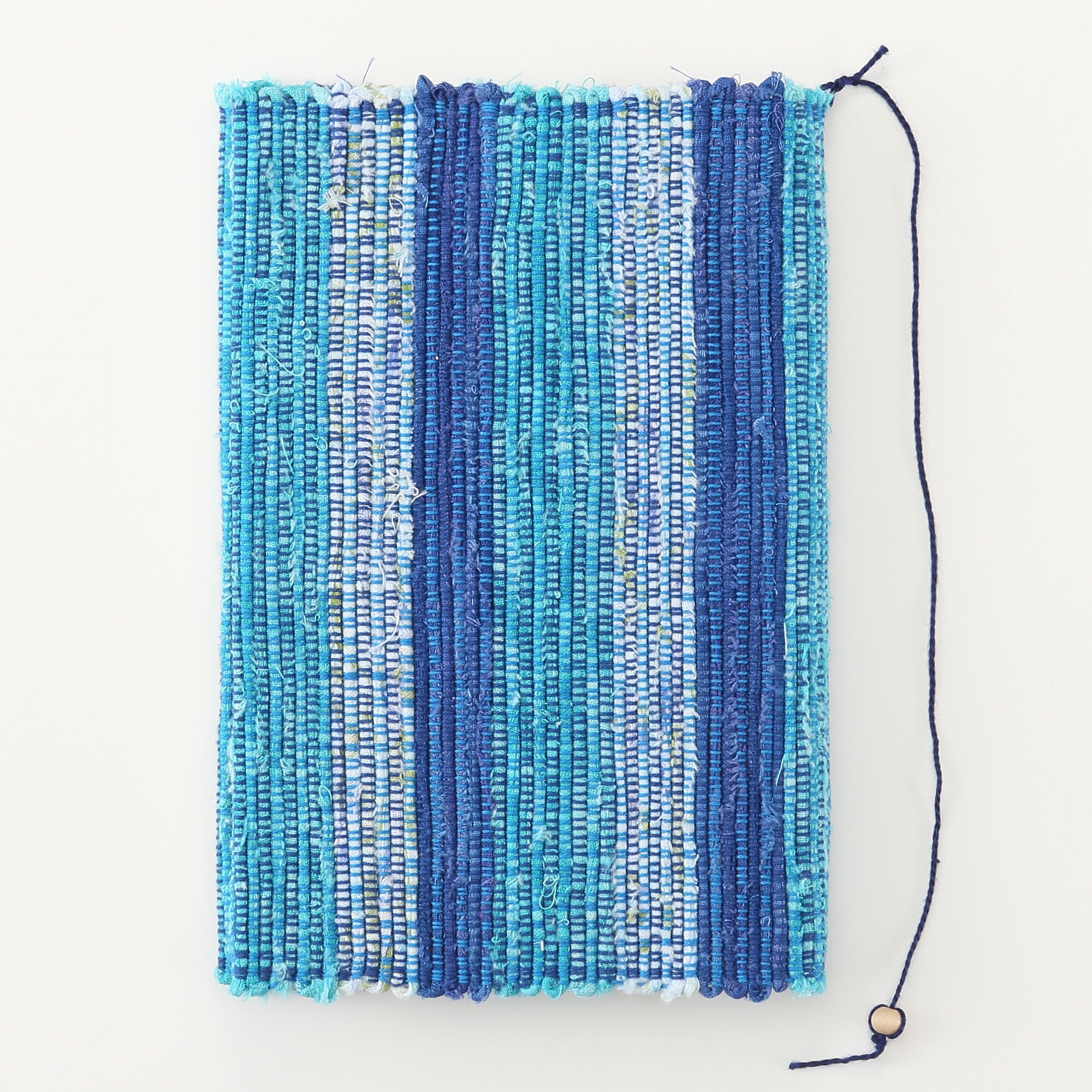 南部裂織　ブックカバー   青系