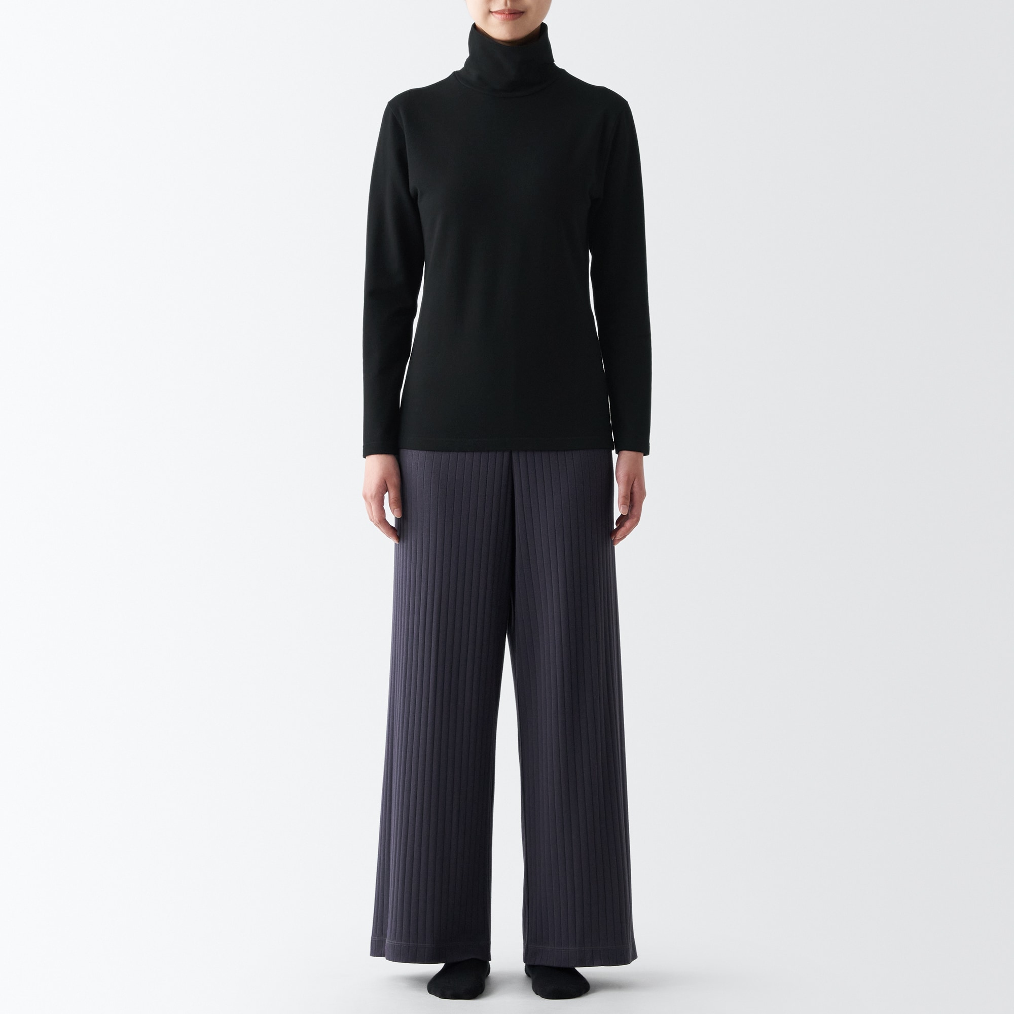 あったか綿　厚手　タートルネック長袖Ｔシャツ