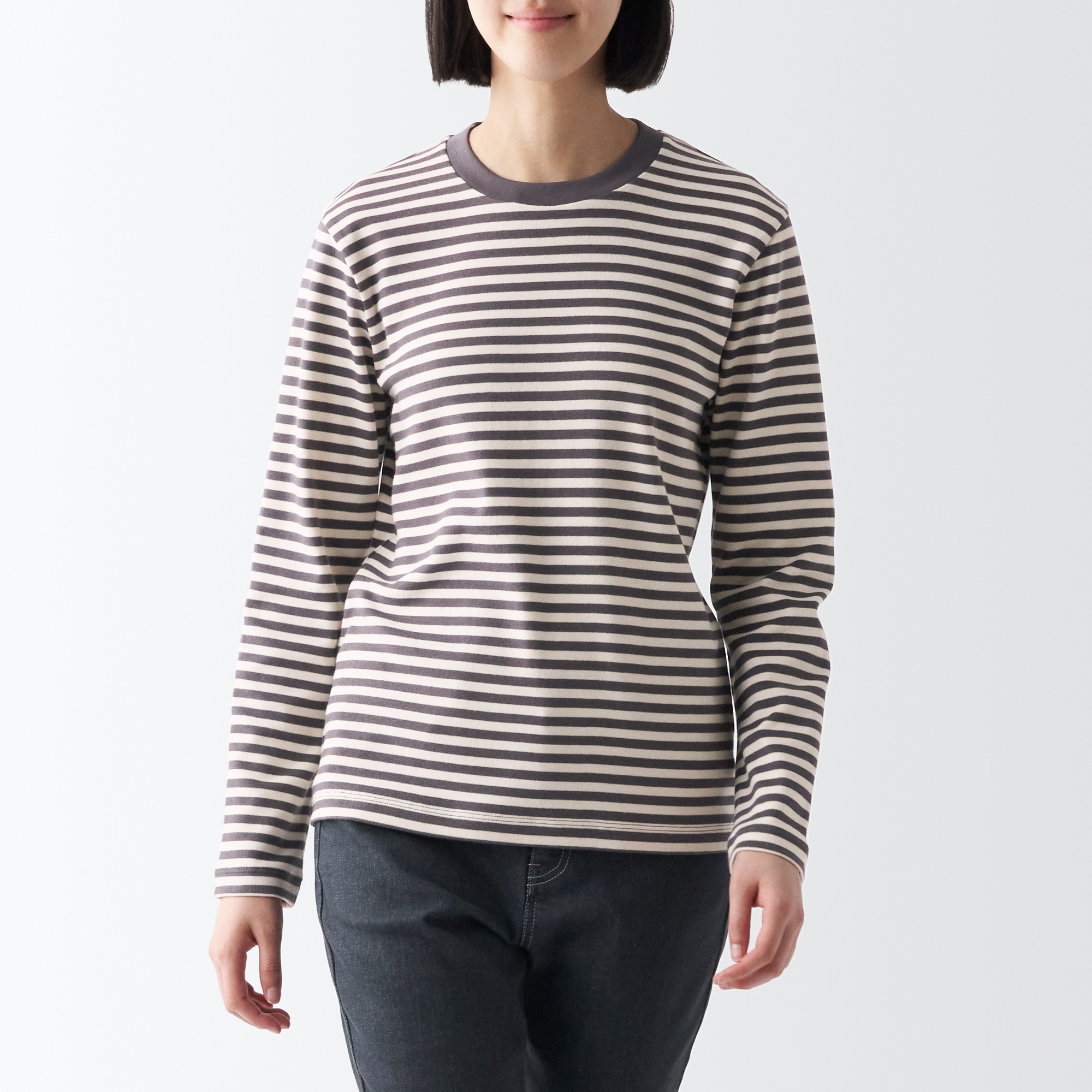 婦人　スムース編みクルーネック長袖Ｔシャツ