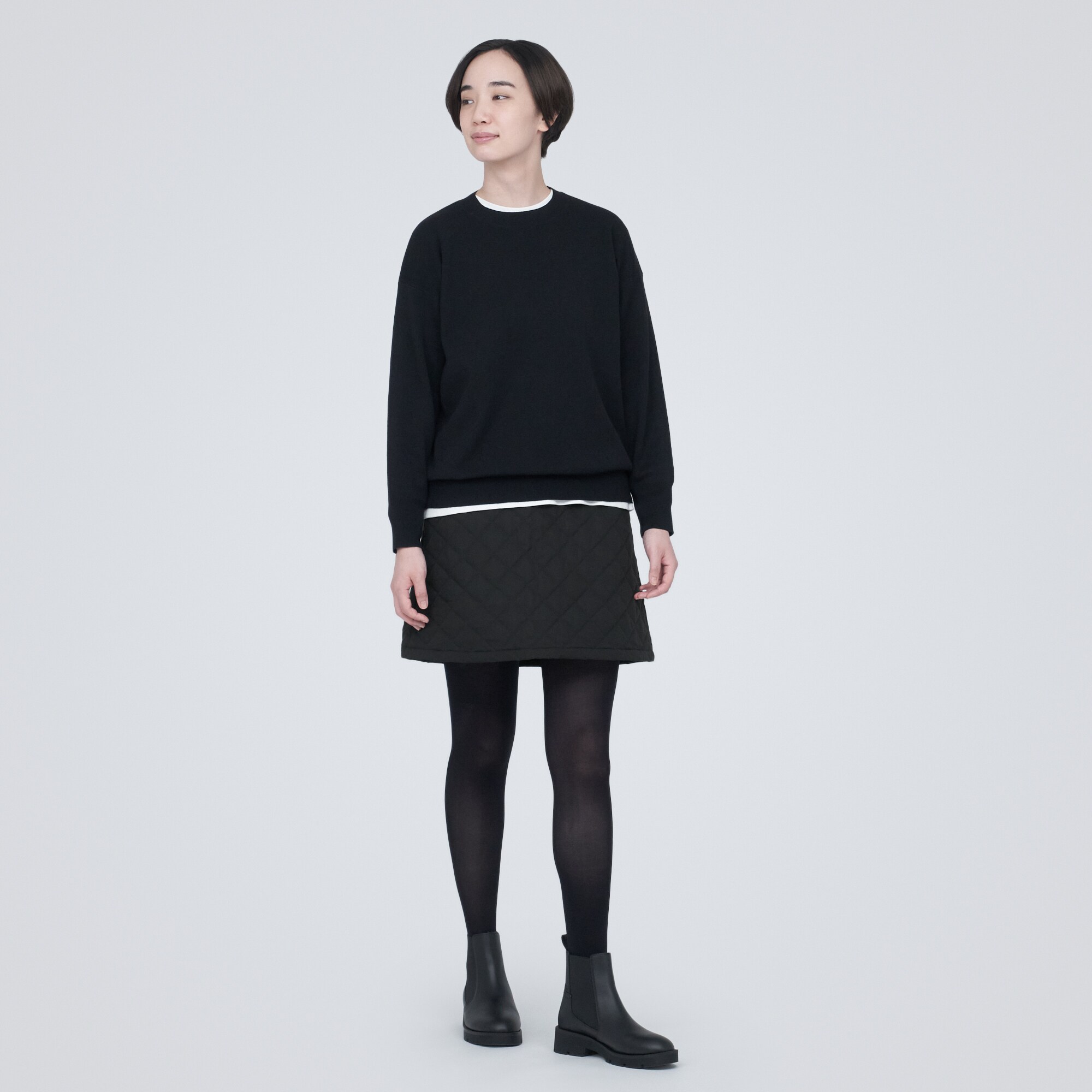 洗える　キルティングミニスカート