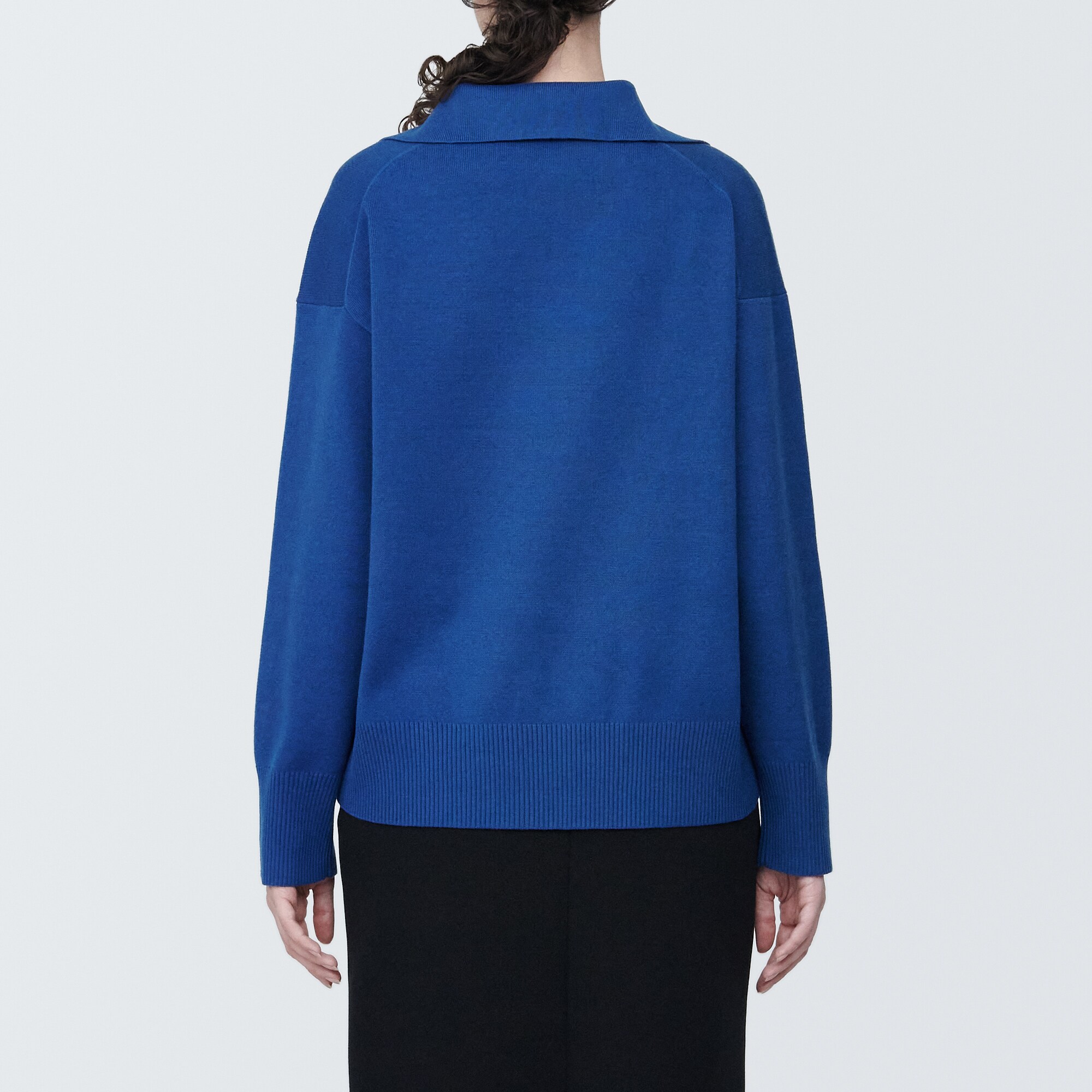 婦人　洗えるミラノリブ編みスキッパーポロセーター