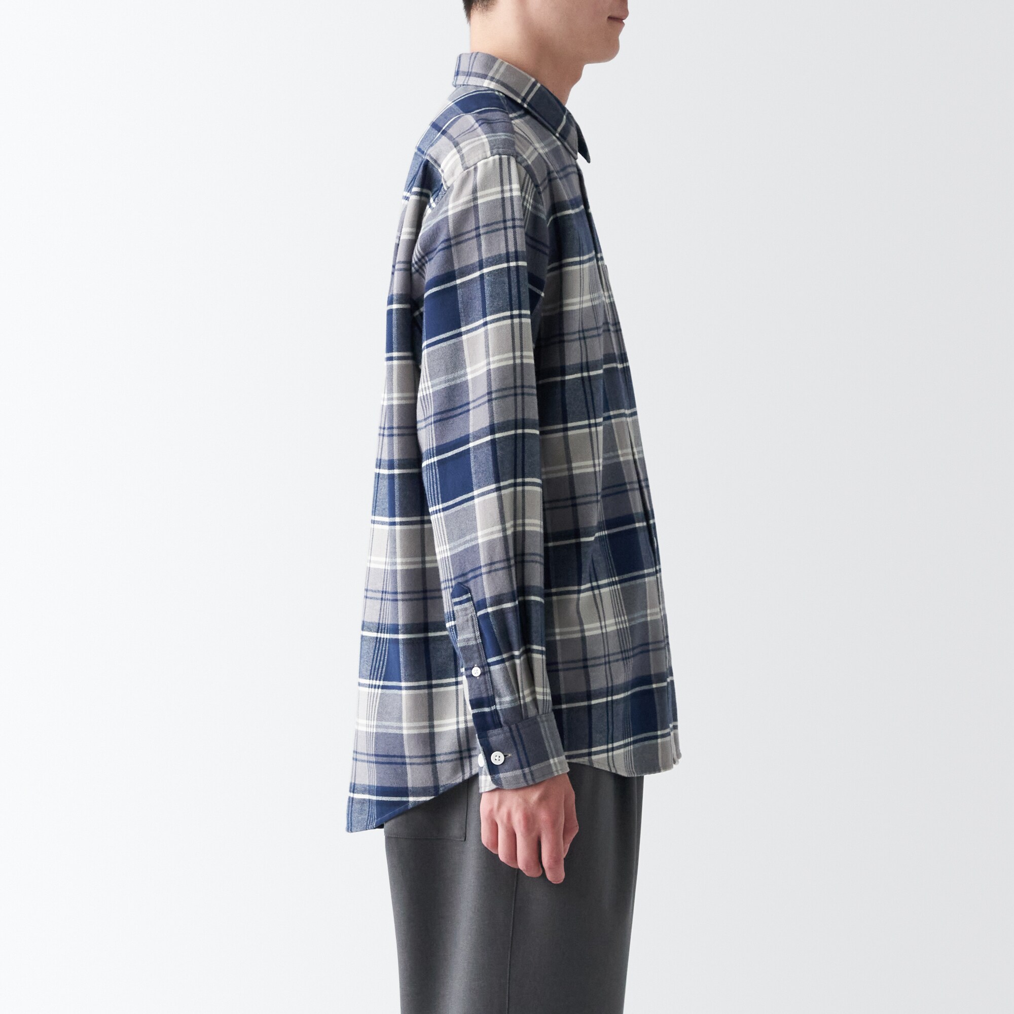 両面起毛フランネル長袖シャツ