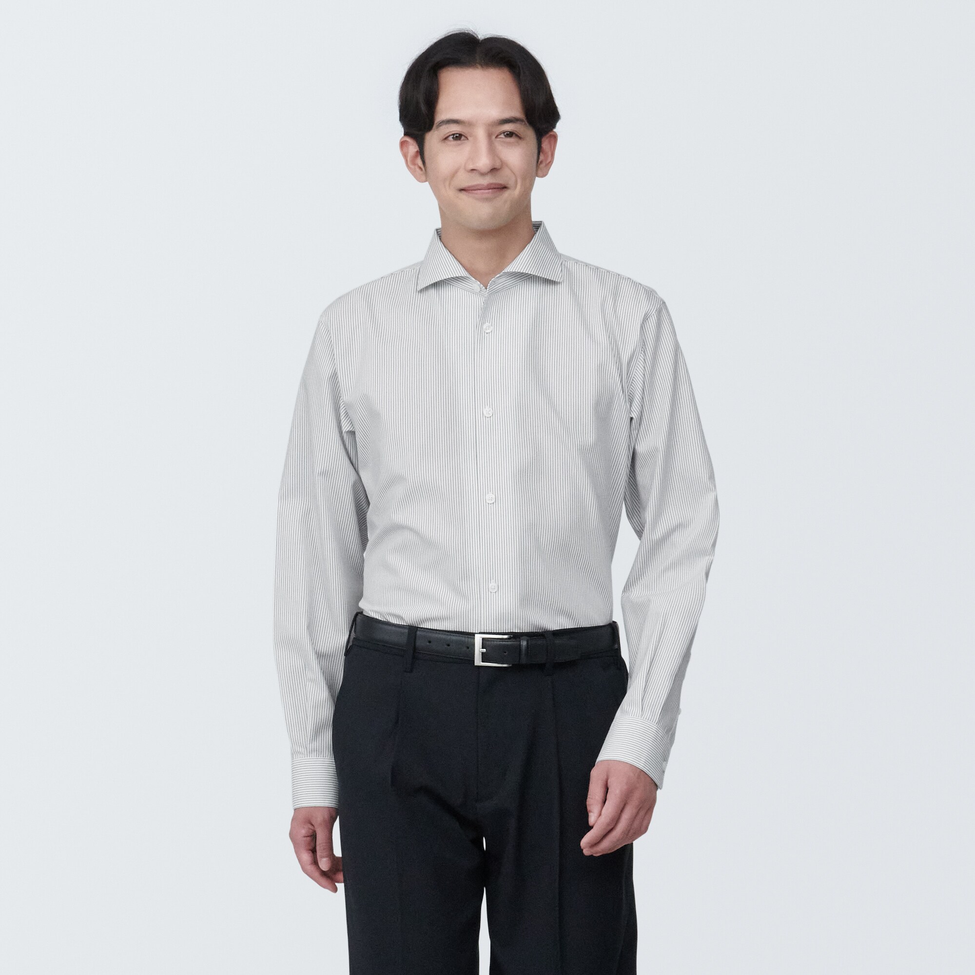 紳士　ノンアイロンカッタウェイカラー長袖シャツ