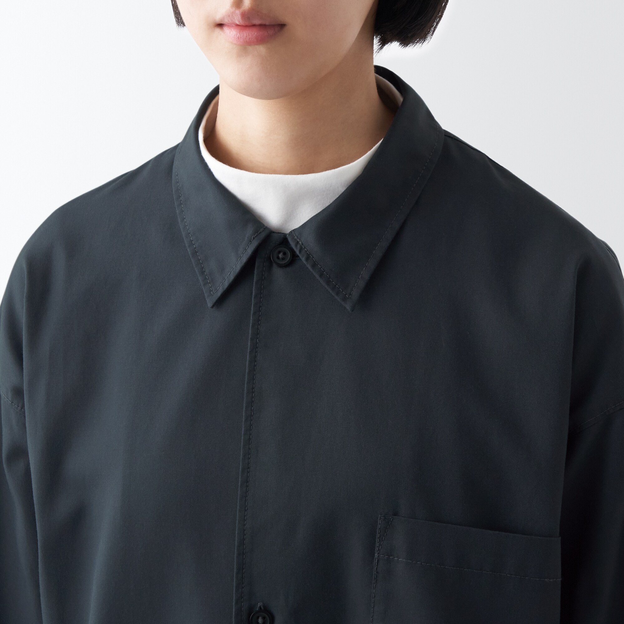 洗いざらしリヨセル混レギュラーカラーシャツ