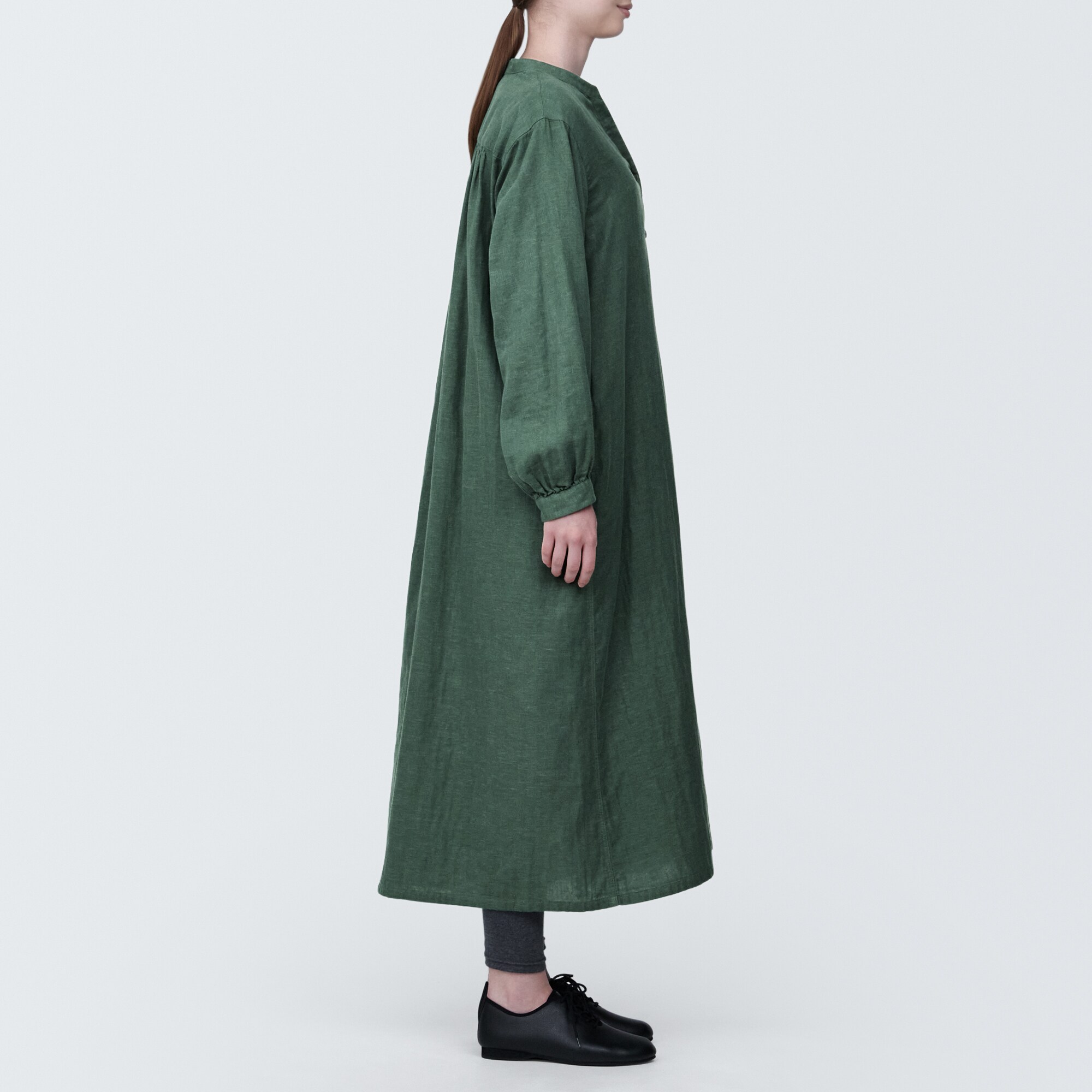 婦人　カポック混二重ガーゼ　長袖ワンピース