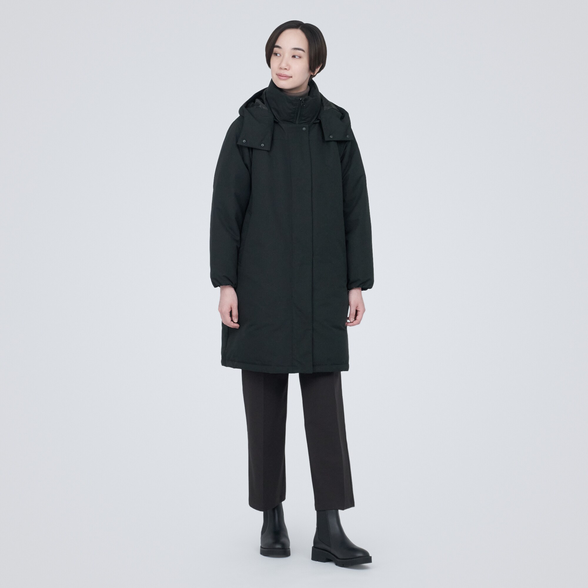 撥水フード付きダウンコート