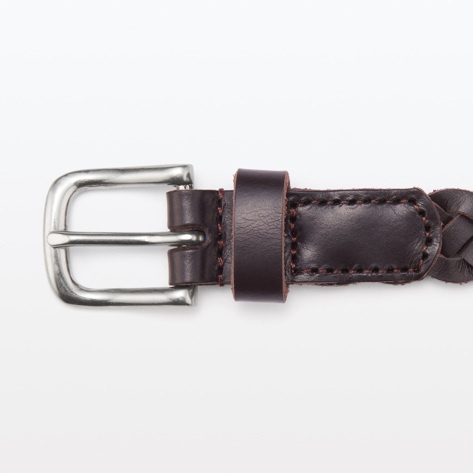 ヌメ革　細帯メッシュベルト