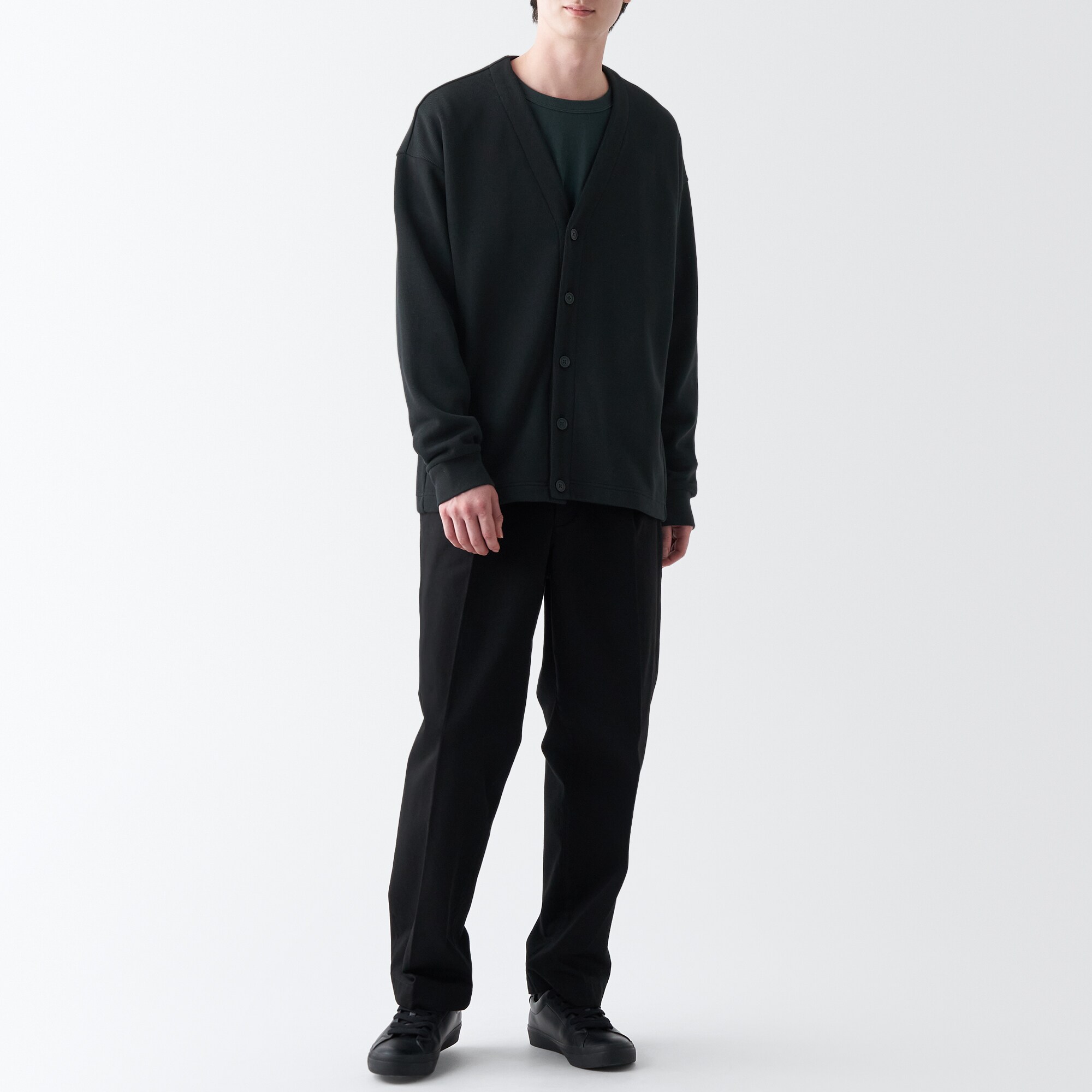 二重編みスウェットカーディガン