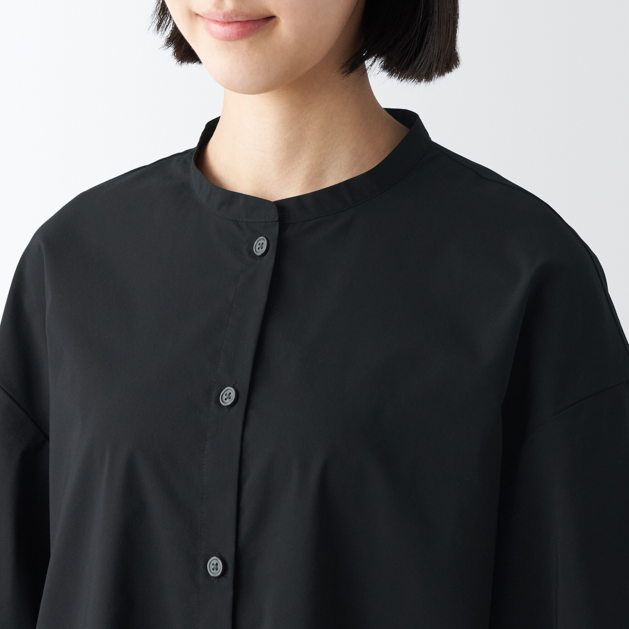 乾きやすいブロード七分袖ワンピース