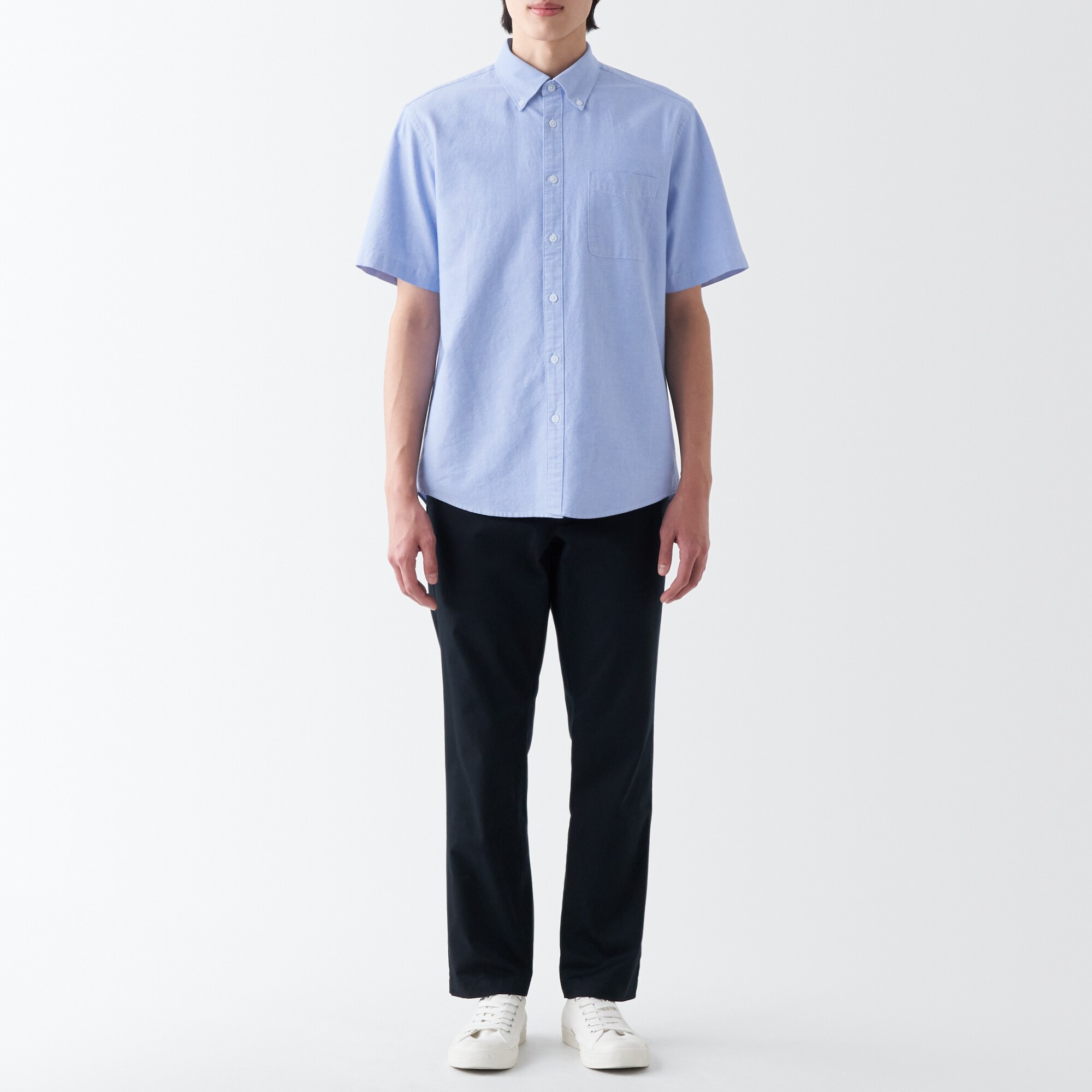 洗いざらしオックスボタンダウン半袖シャツ