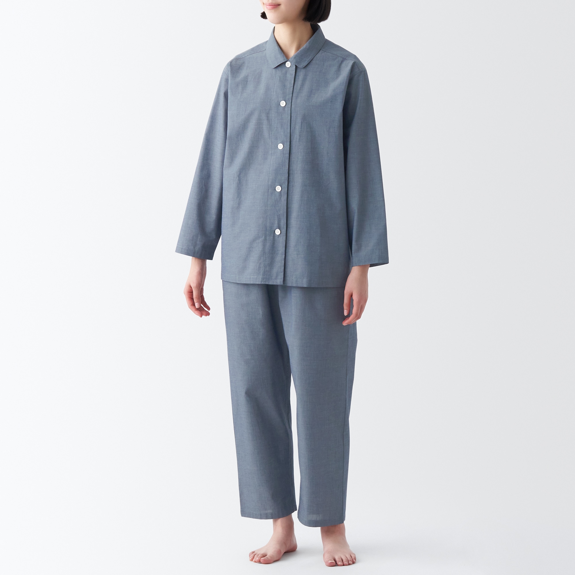 【年中着られる定番】綿ブロード　長袖パジャマ