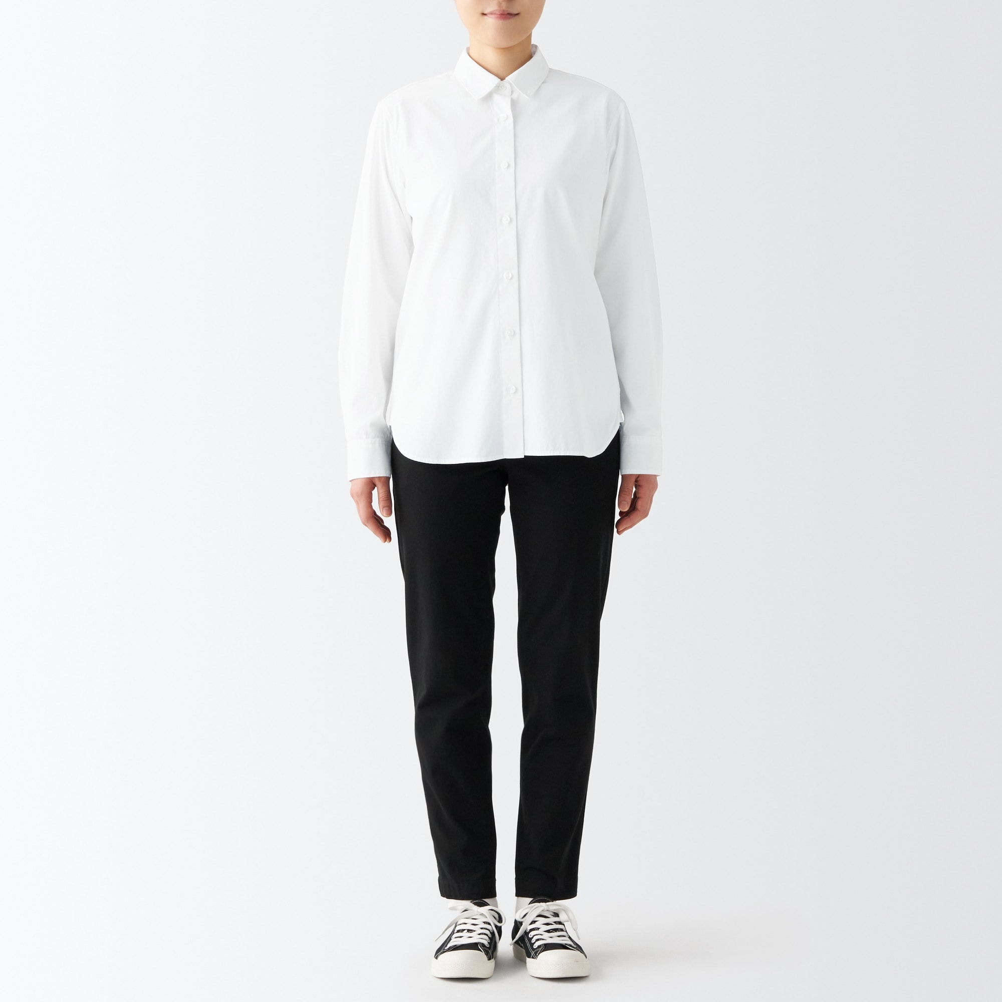 洗いざらしブロードレギュラーカラーシャツ（白）