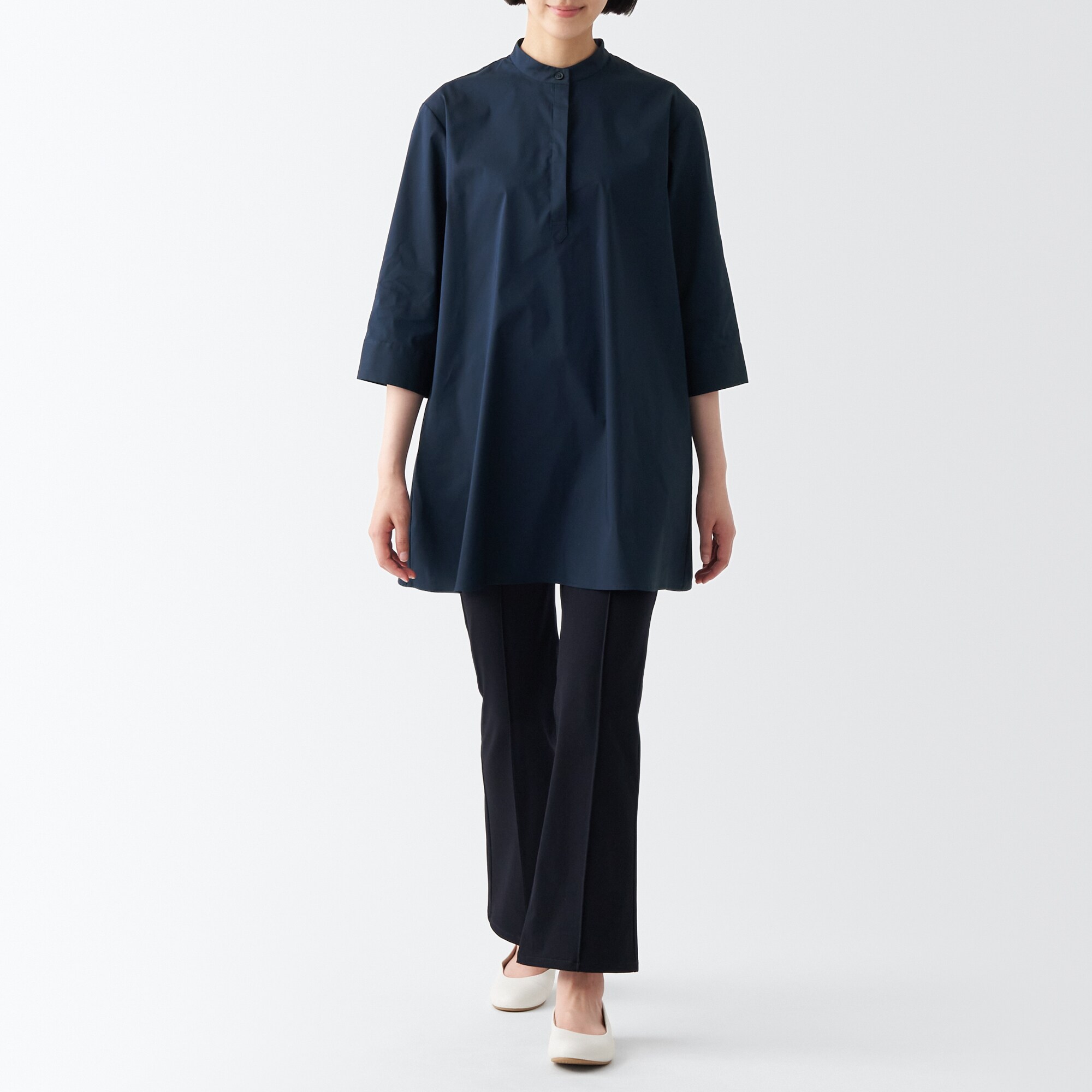 コットン混サテンチュニック