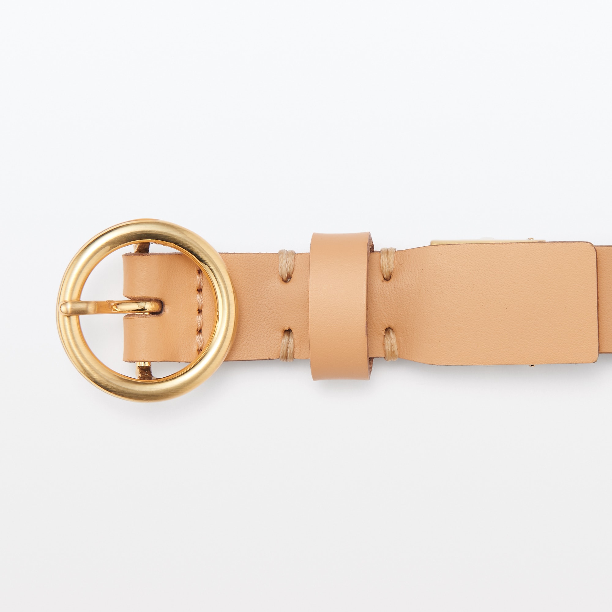 ヌメ革　長さを調節できる　丸リング細ベルト