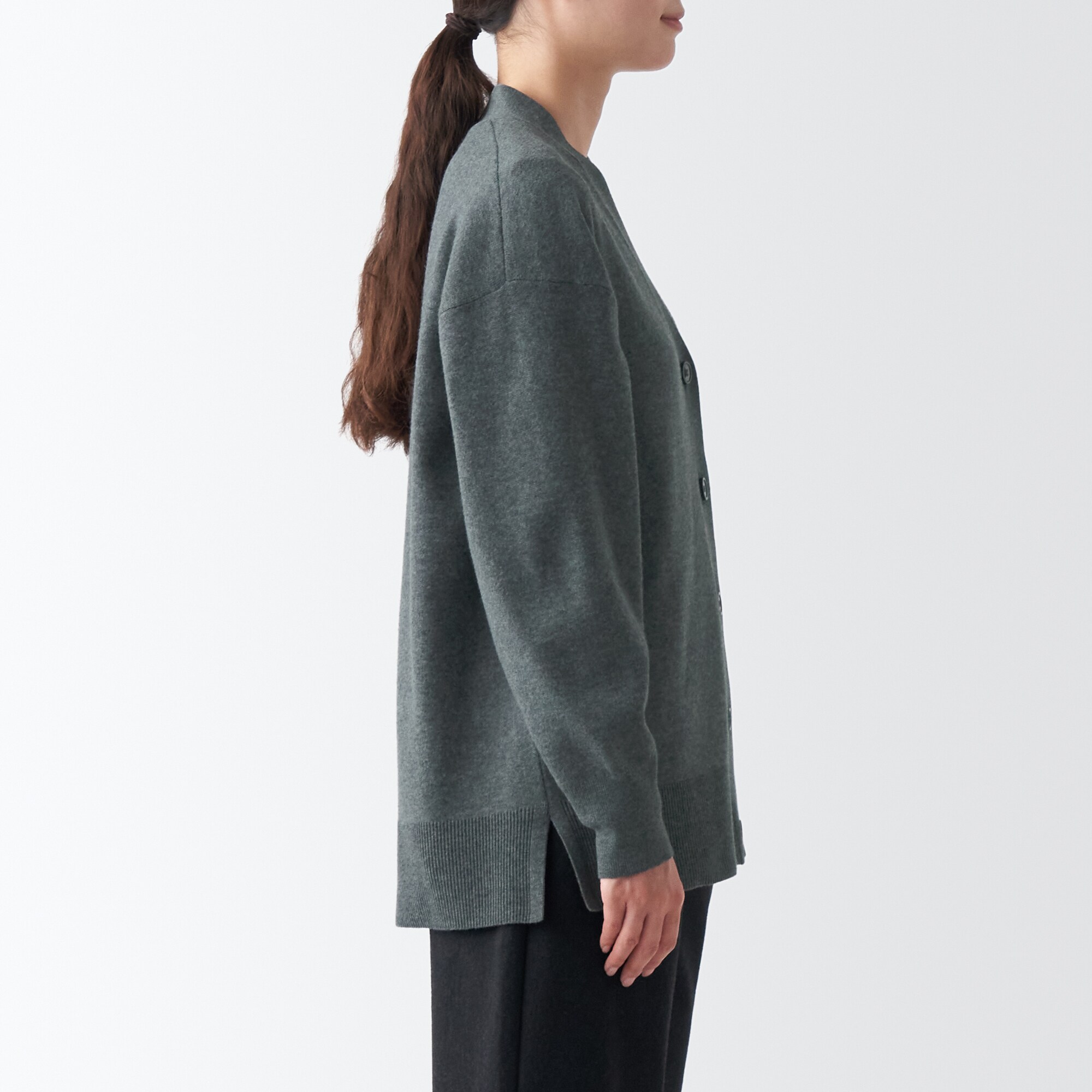 洗えるミラノリブ編みＶネックワイドカーディガン