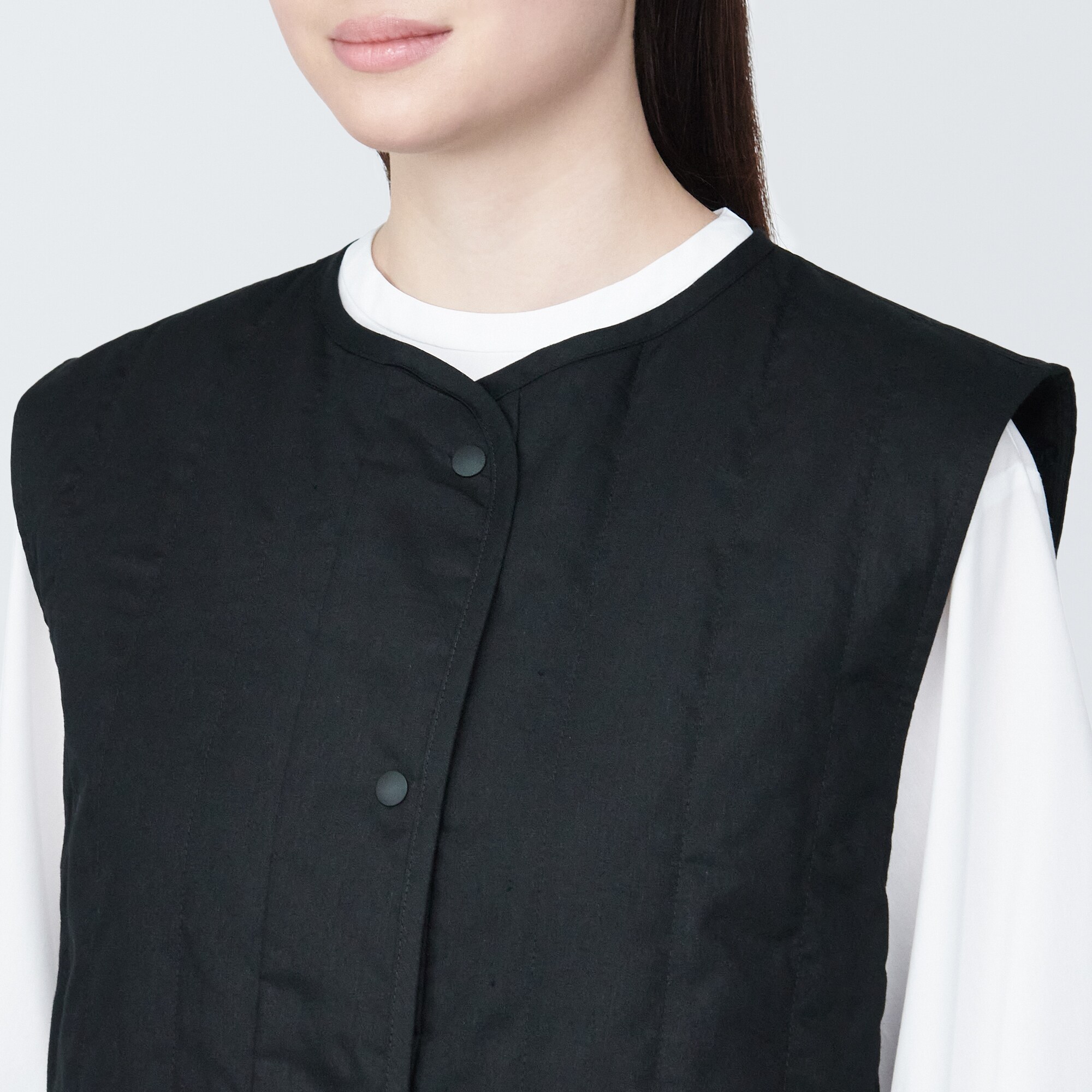 婦人　木の実から作ったカポック混中わたロングジレ