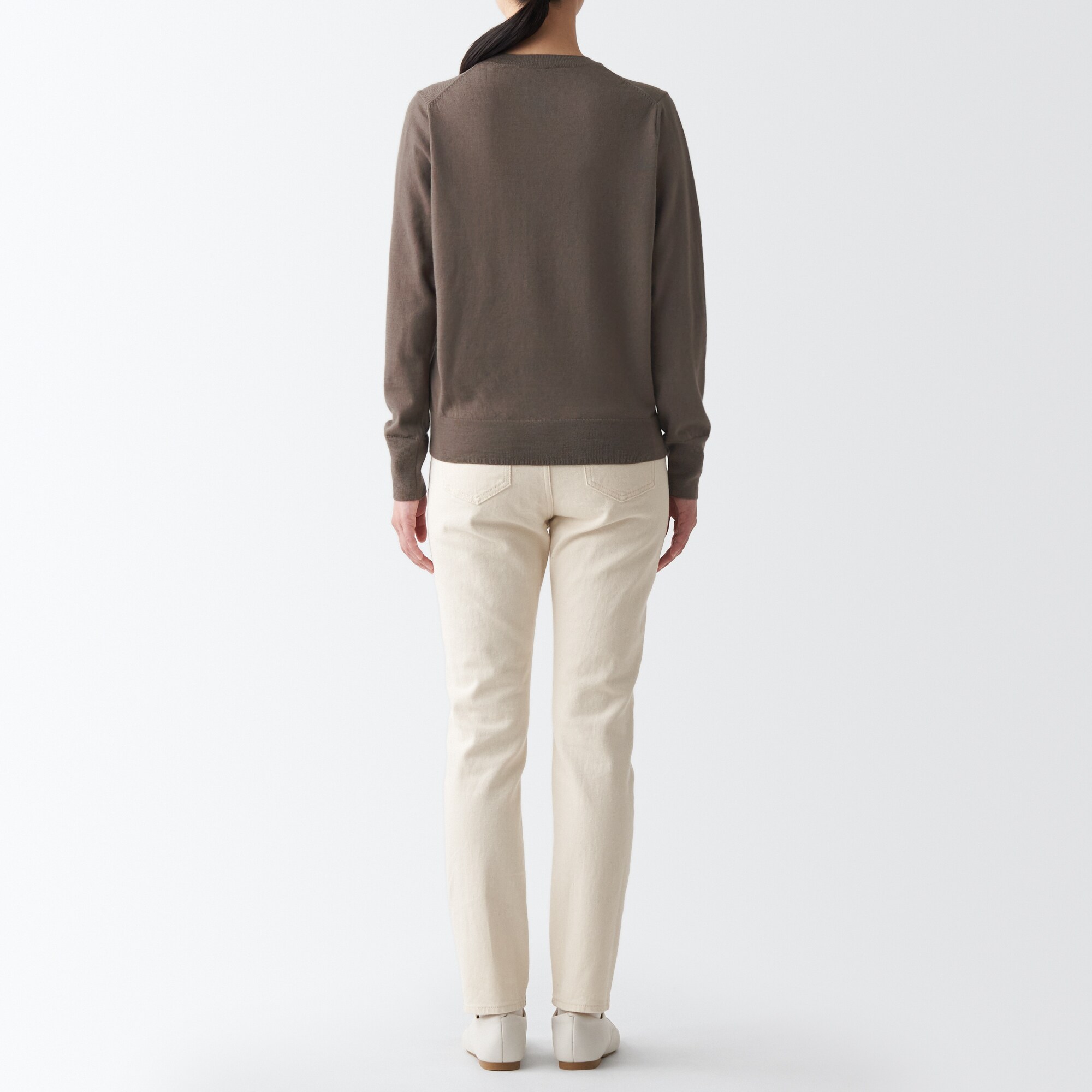 メリノウール洗えるクルーネックセーター