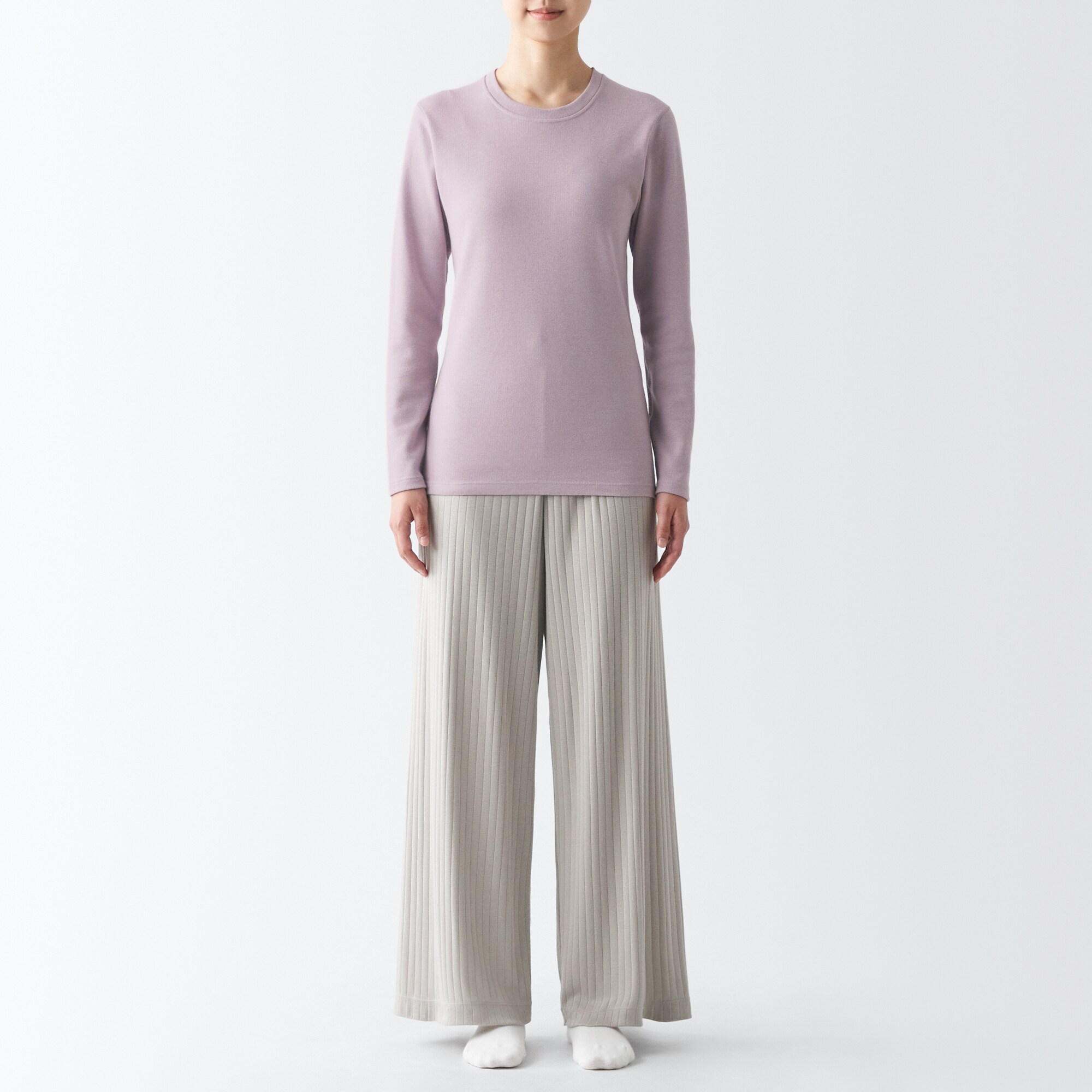 あったか綿　ウール　クルーネック長袖Ｔシャツ