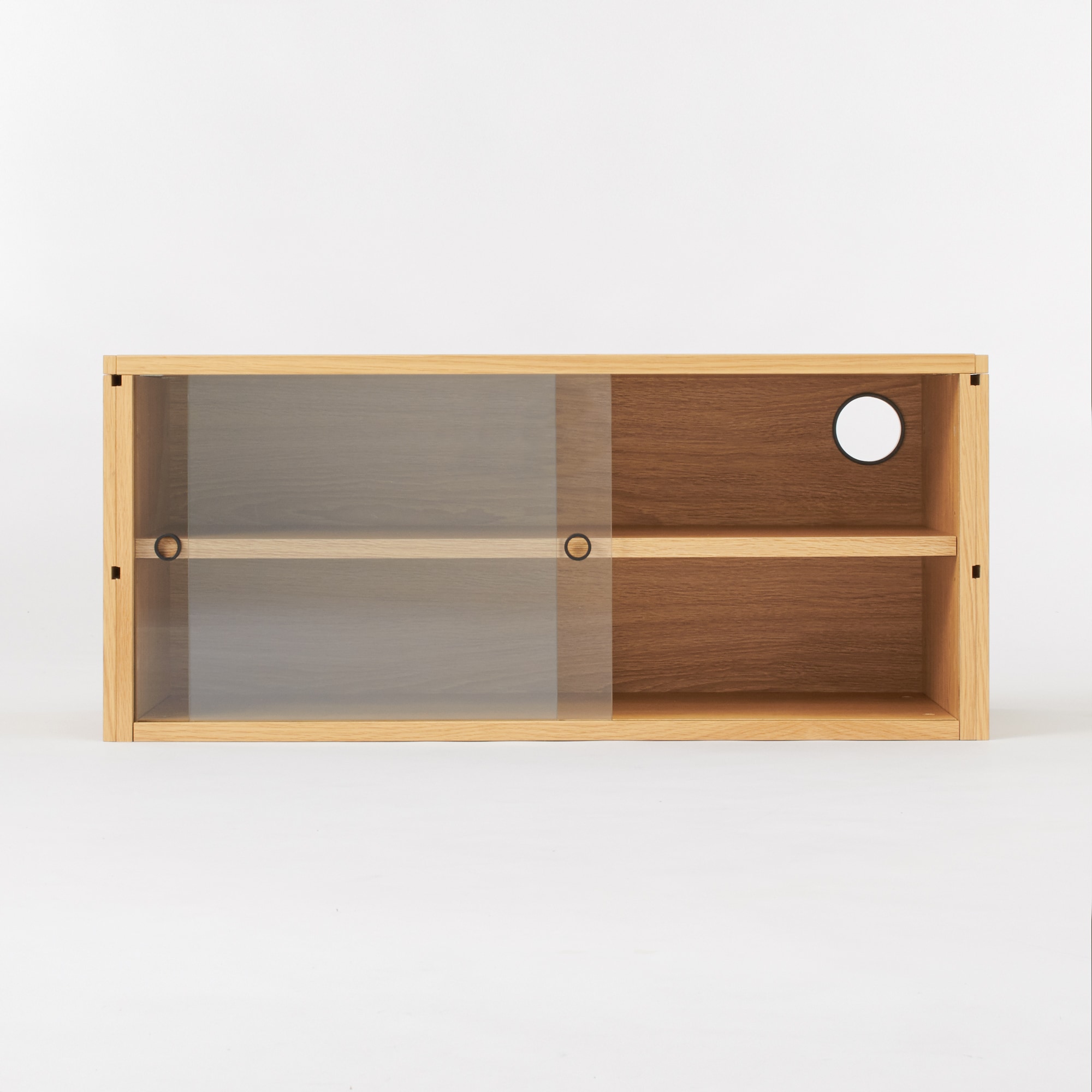 スチールユニットシェルフ用・ボックス・ガラス引き戸・オーク材