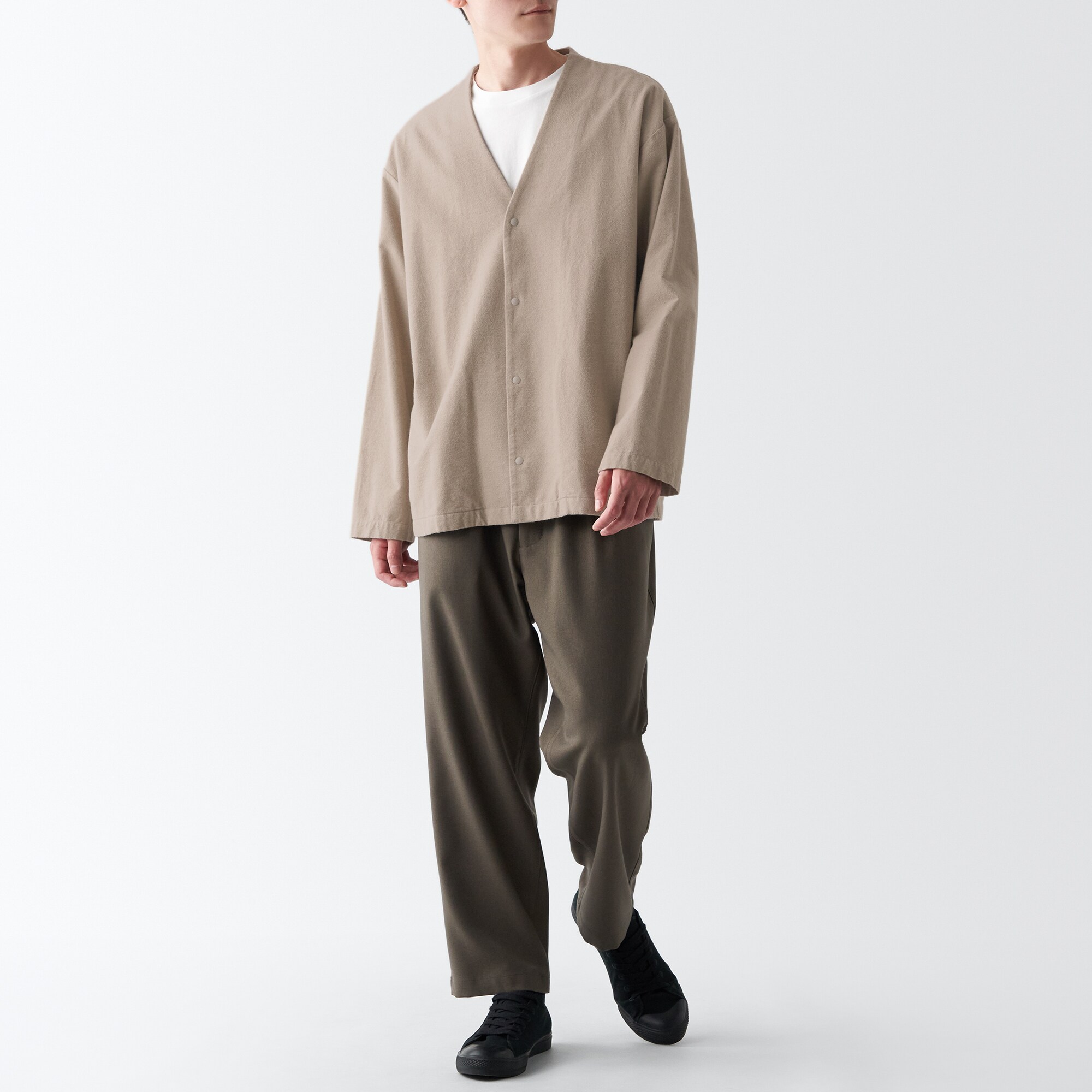 両面起毛フランネルカーディガン