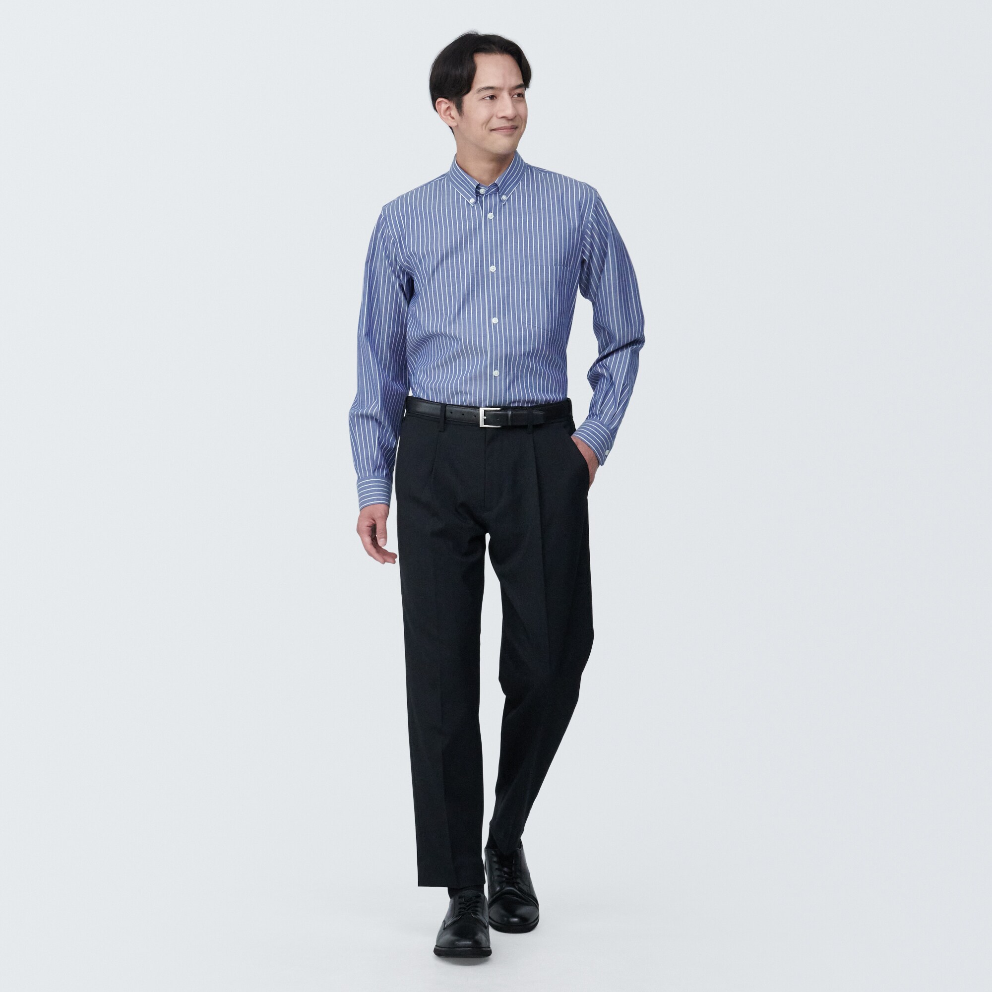 紳士　ノンアイロンボタンダウン長袖シャツ