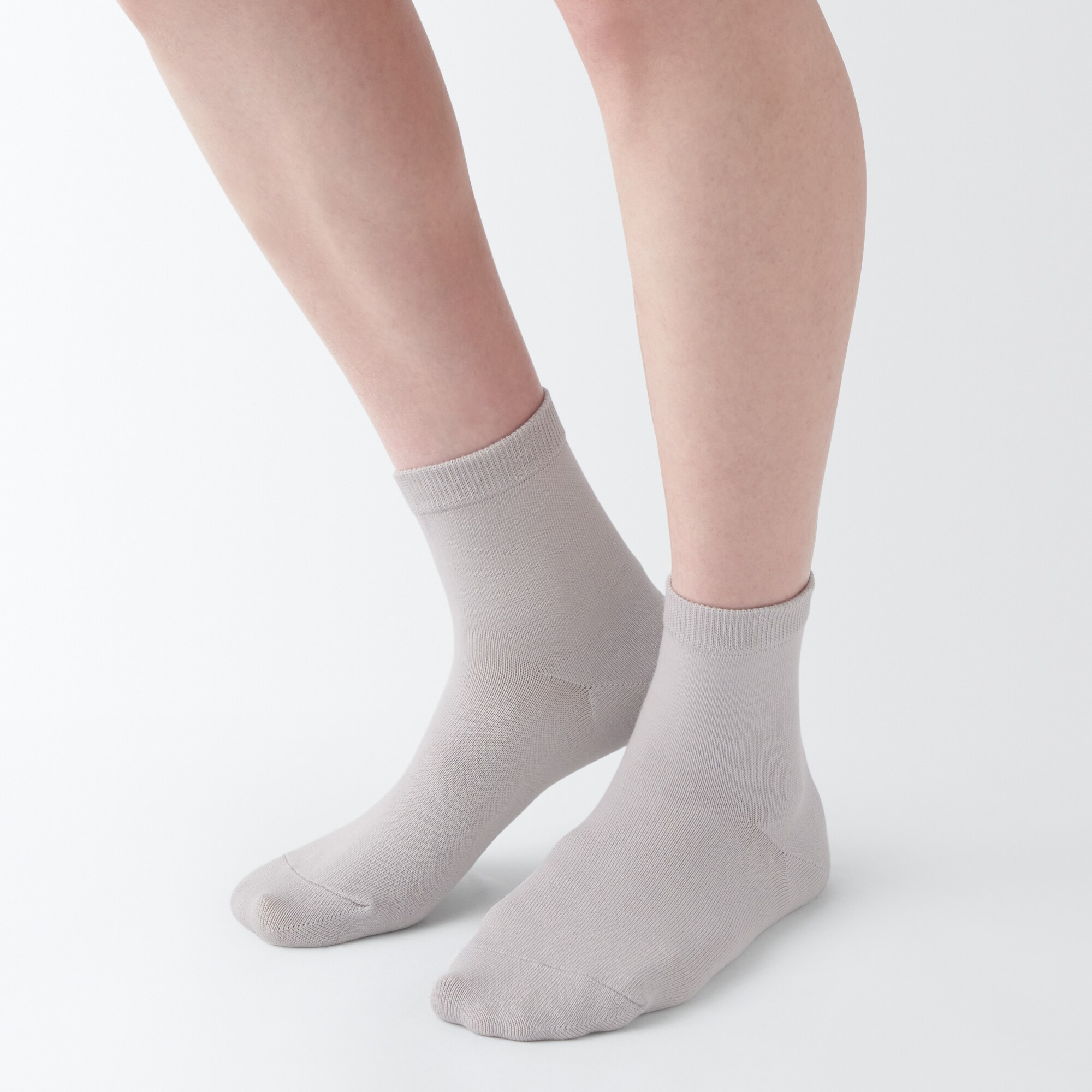 婦人　足なり直角　履き口やわらか　ショート丈靴下（口ゴムなし・三層）