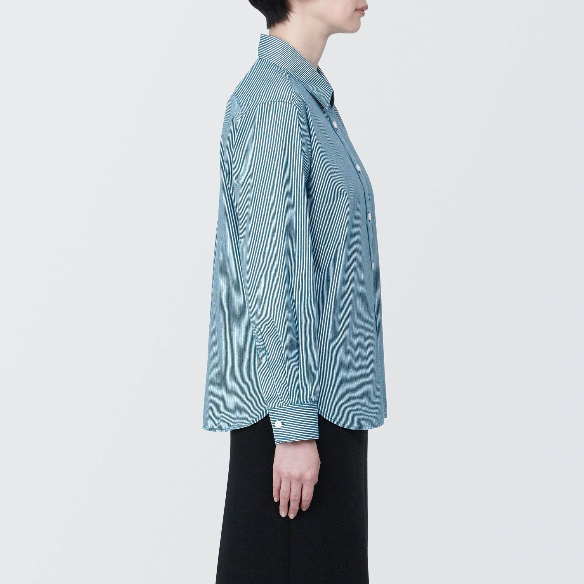 婦人　洗いざらし　ブロードレギュラーカラー長袖シャツ