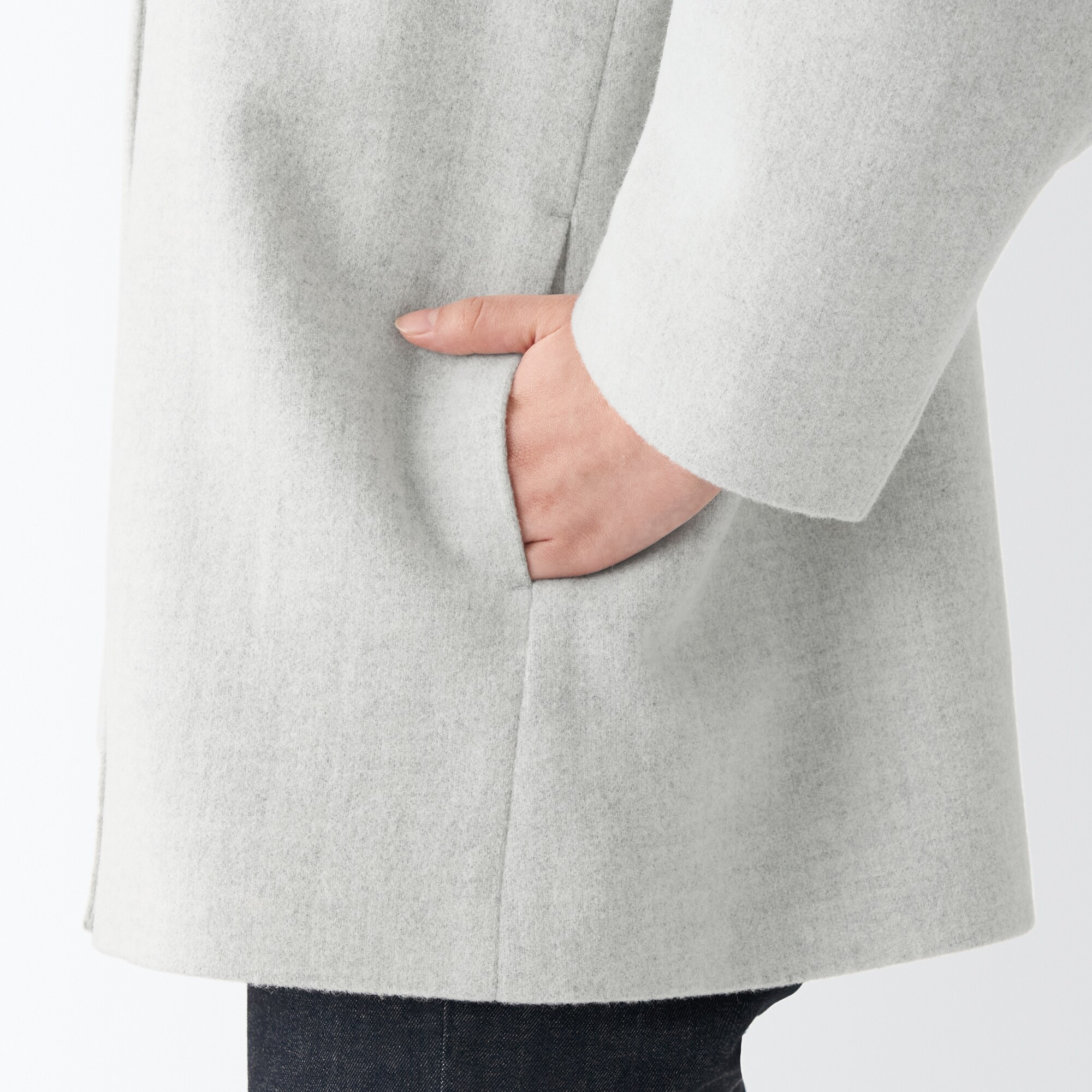 ウール混ステンカラーショートコート