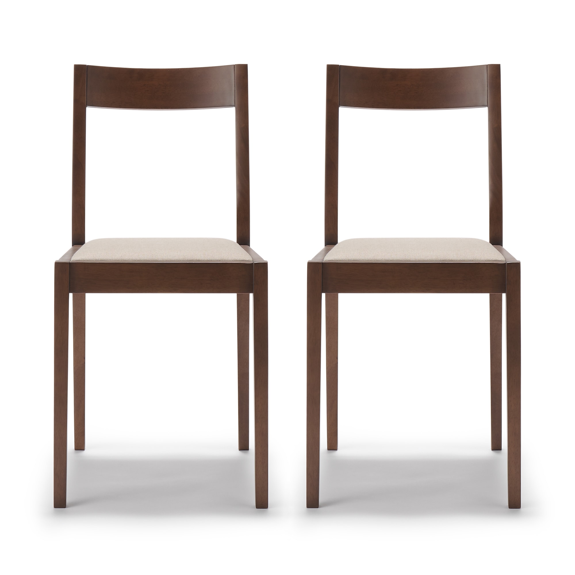 木製チェア（２脚セット）　ラバーウッド材　ブラウン