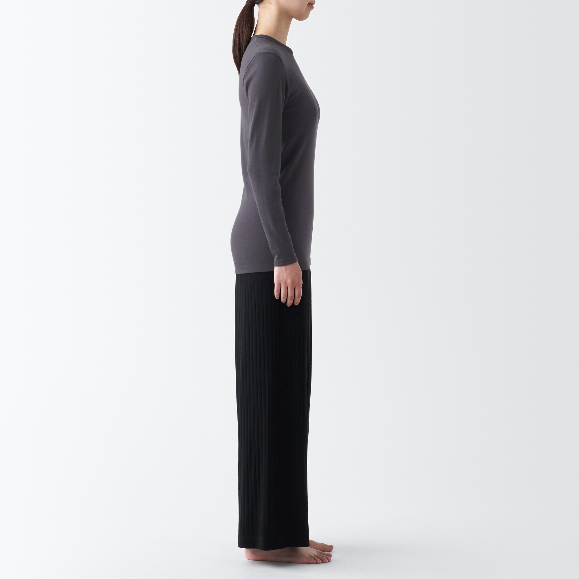 ウールクルーネック長袖Ｔシャツ