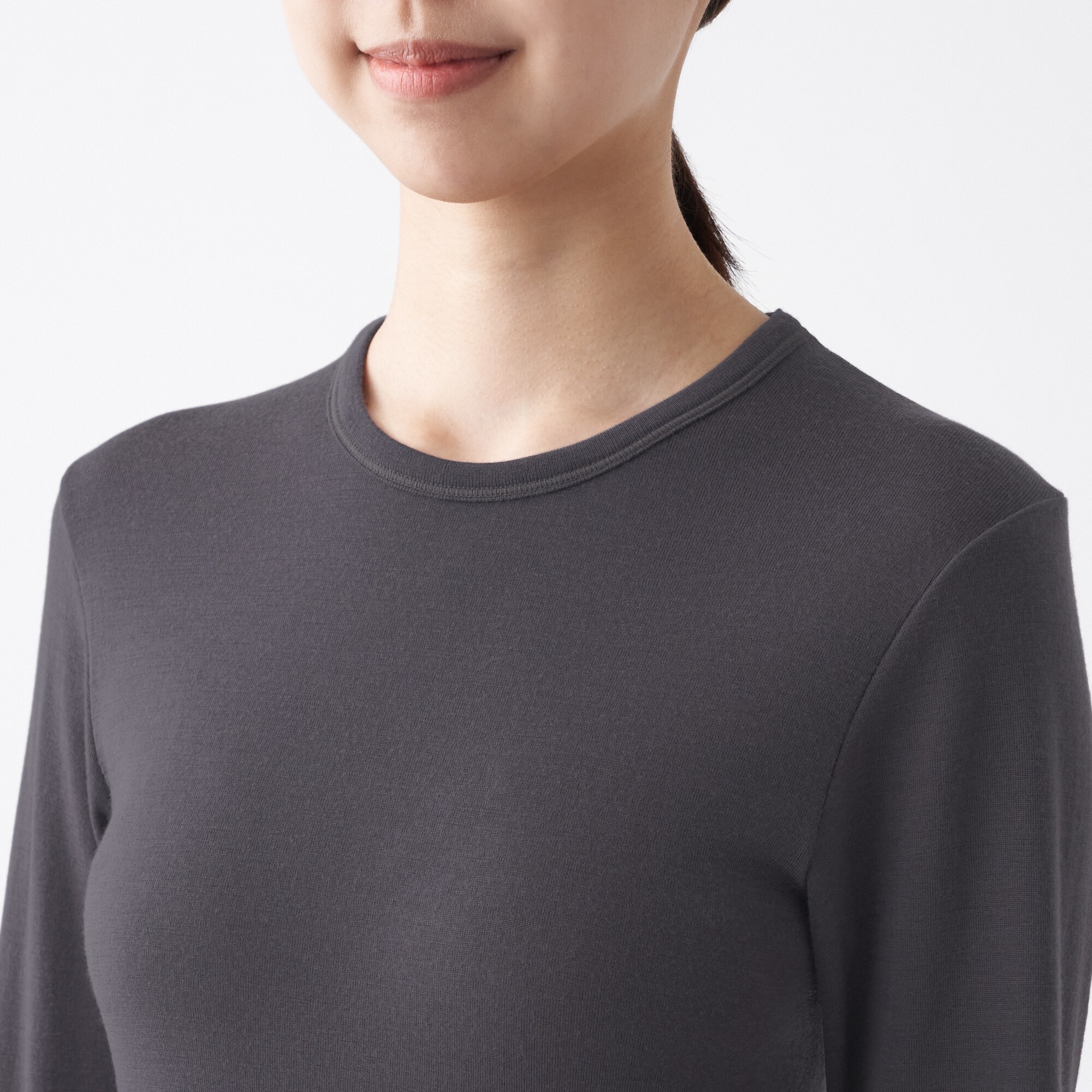 ウールクルーネック長袖Ｔシャツ