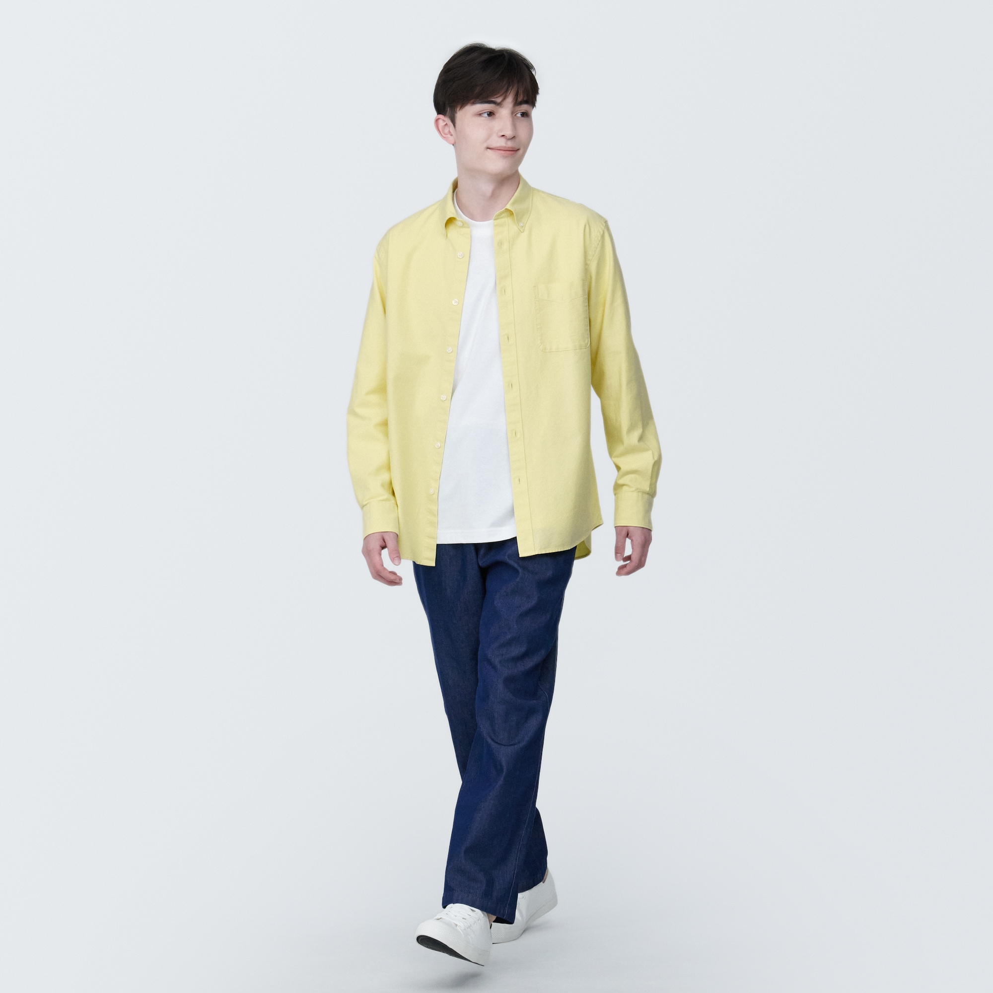 紳士　洗いざらしオックスボタンダウン長袖シャツ