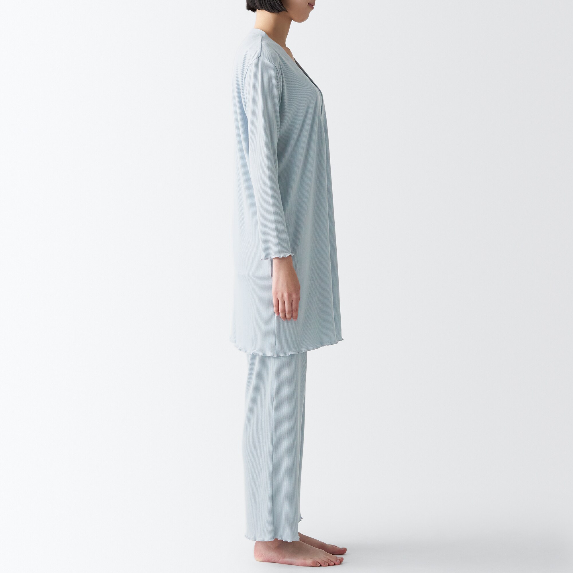 なめらかリブ　ロングカーディガン