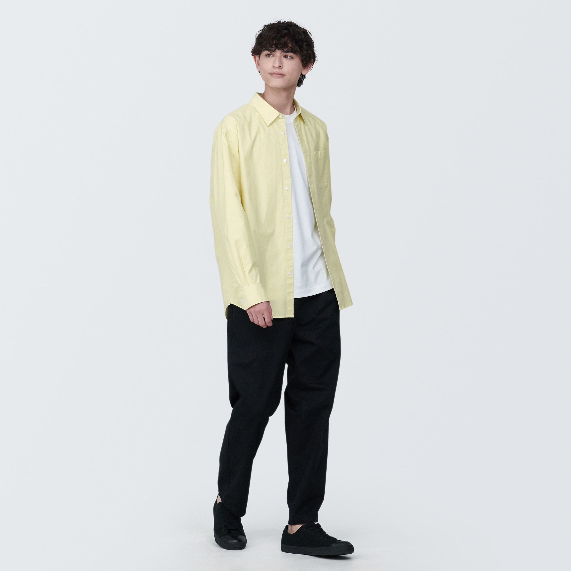 紳士　洗いざらしブロード長袖シャツ