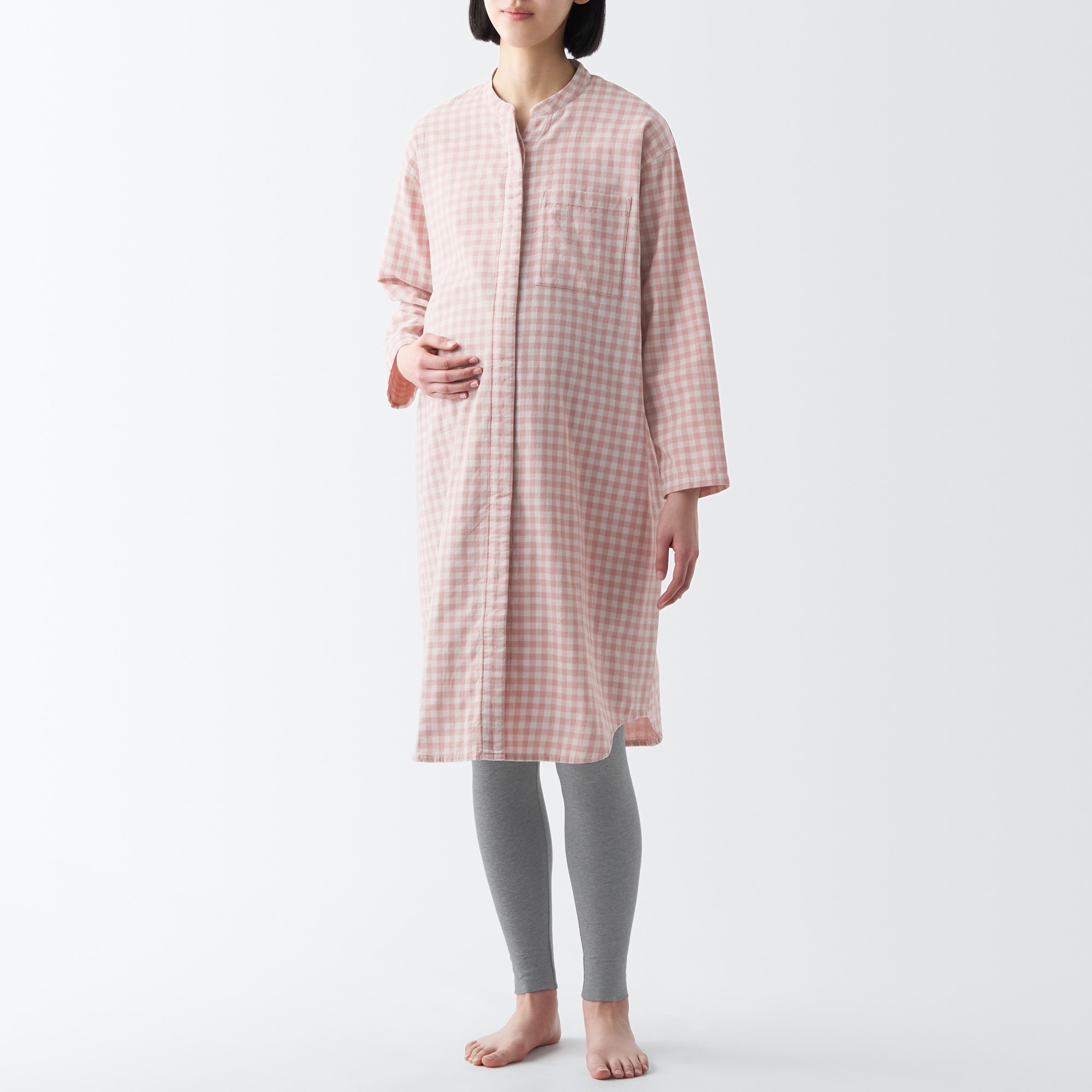 脇に縫い目のない　二重ガーゼパジャマ（マタニティ）