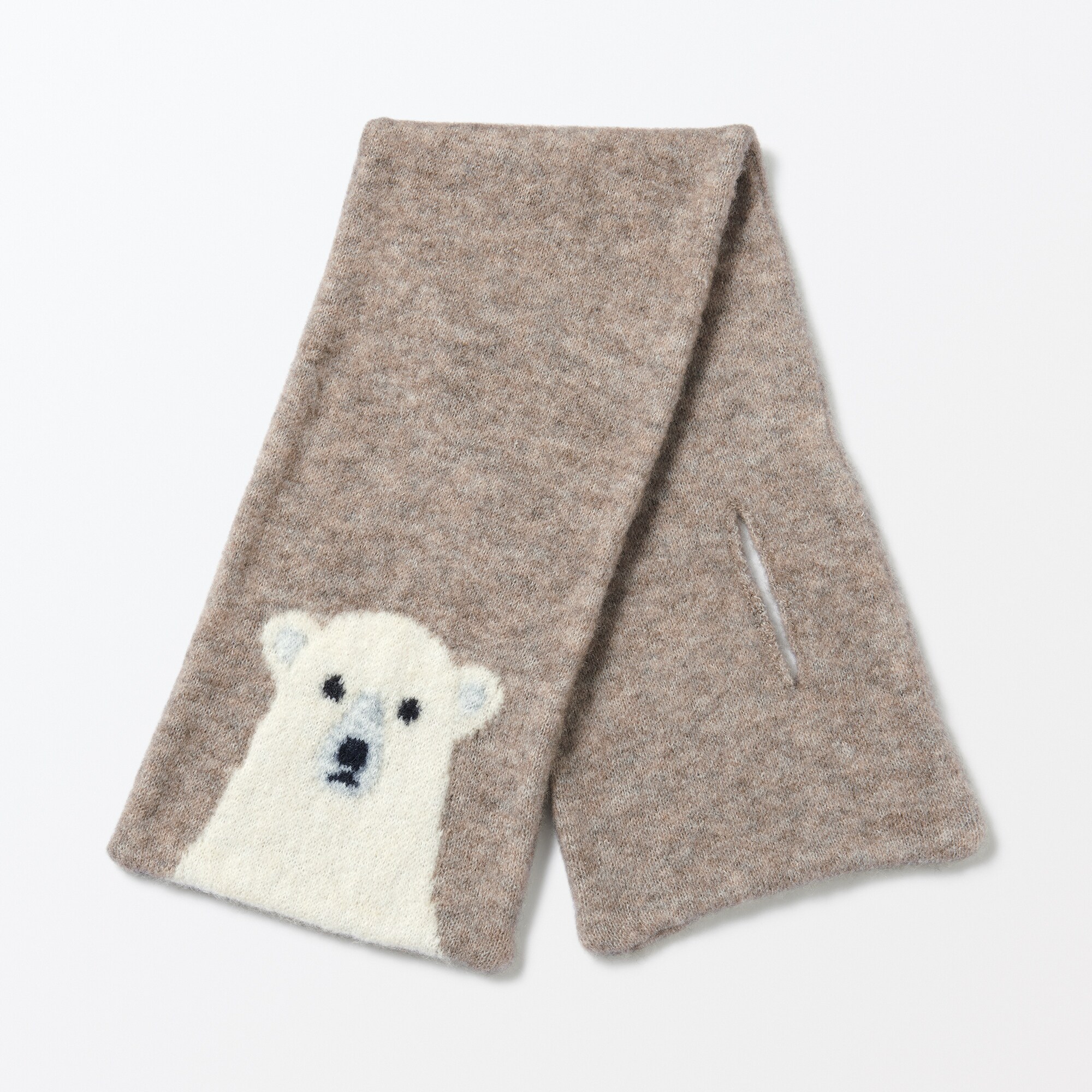 再生ポリエステル混　のびのび　動物マフラー（キッズ）