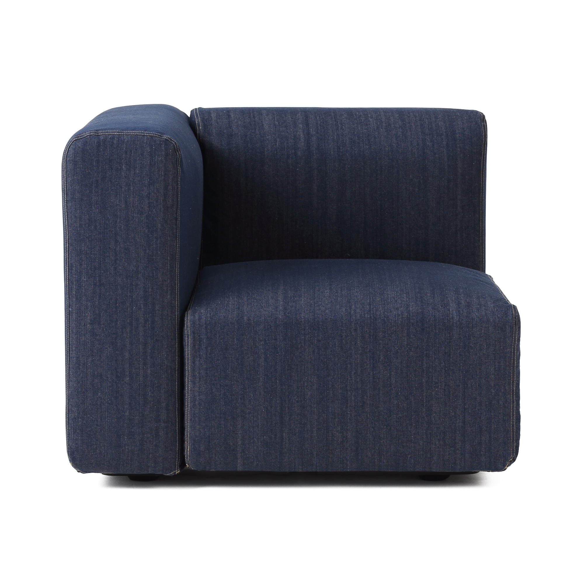 【カバー】綿デニムユニットソファアーム付小用カバー／ブルー