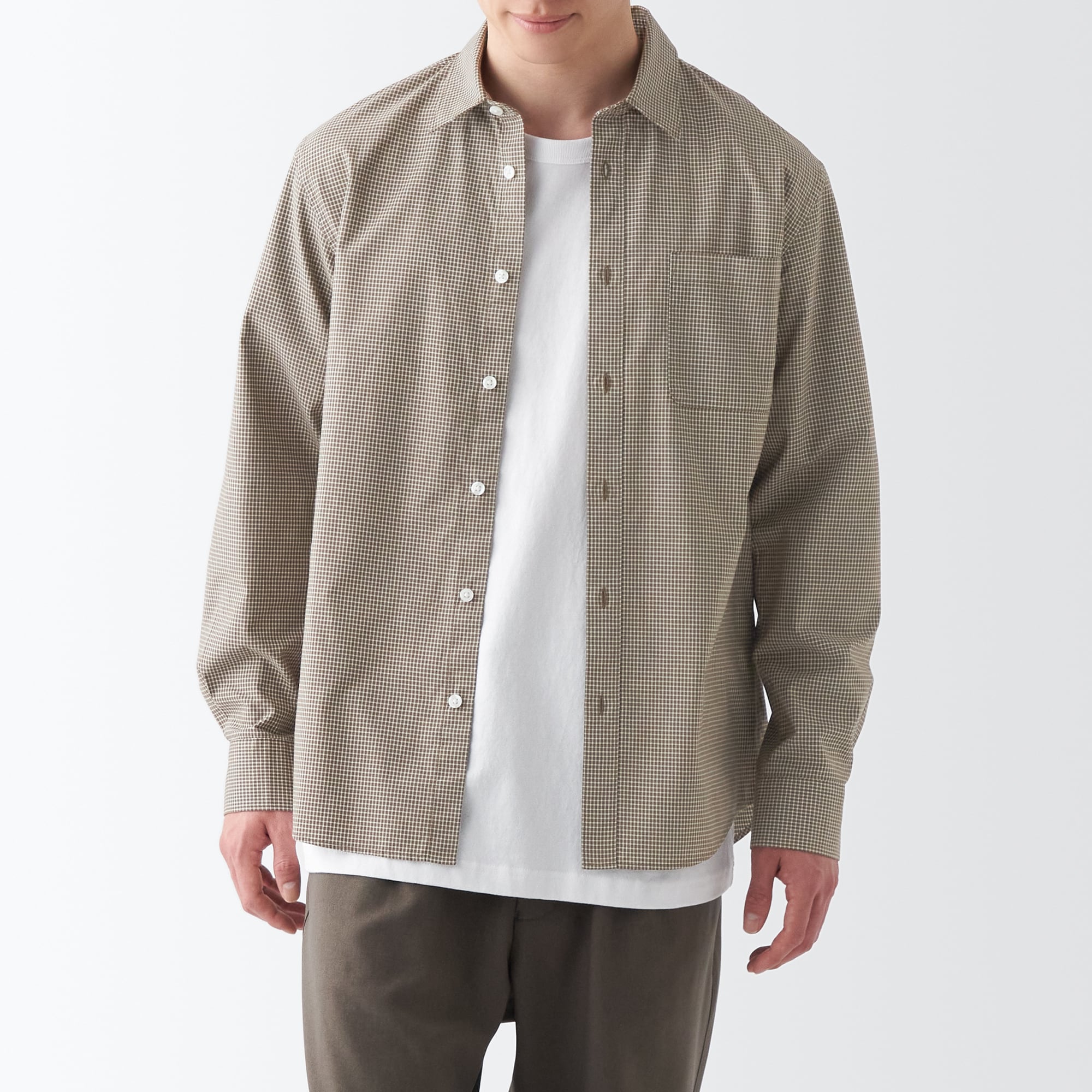 洗いざらしブロード長袖シャツ