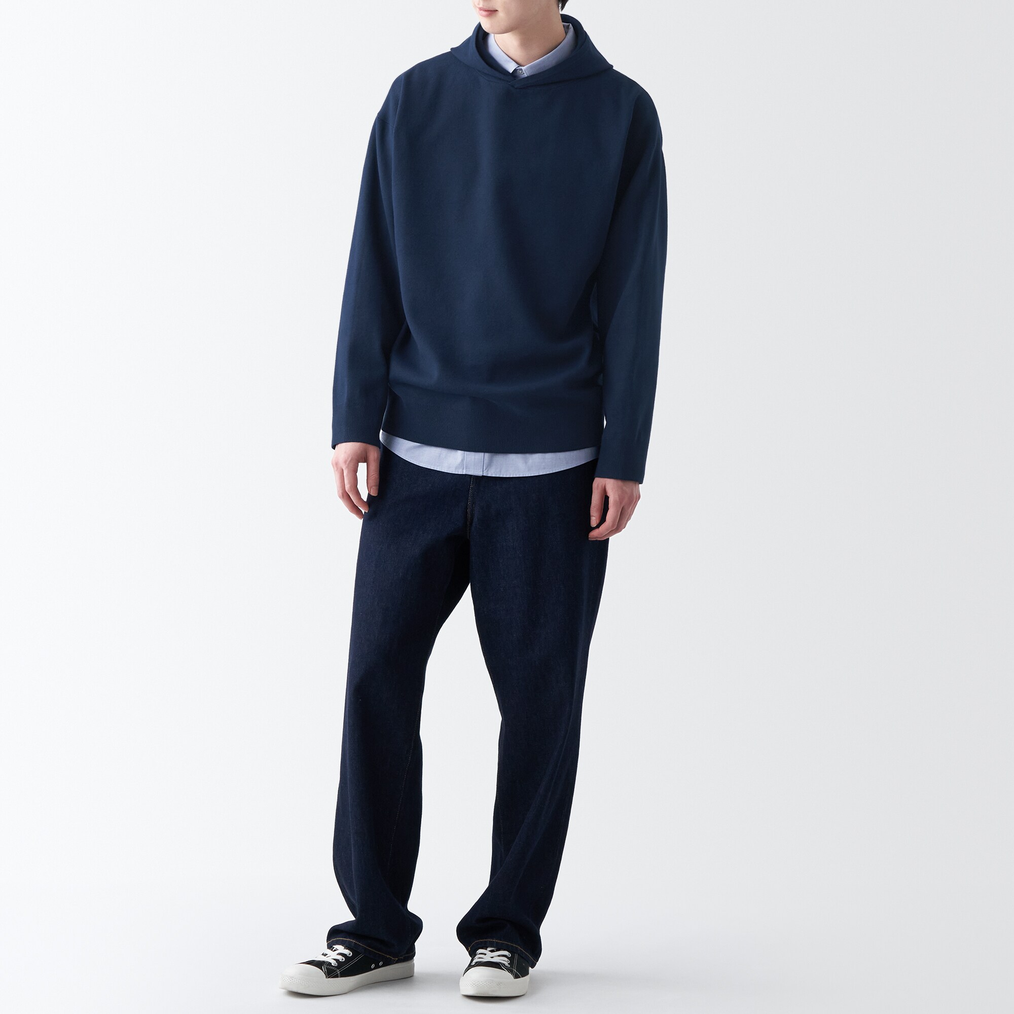 洗えるミラノリブ編みワイドプルパーカ（紳士）