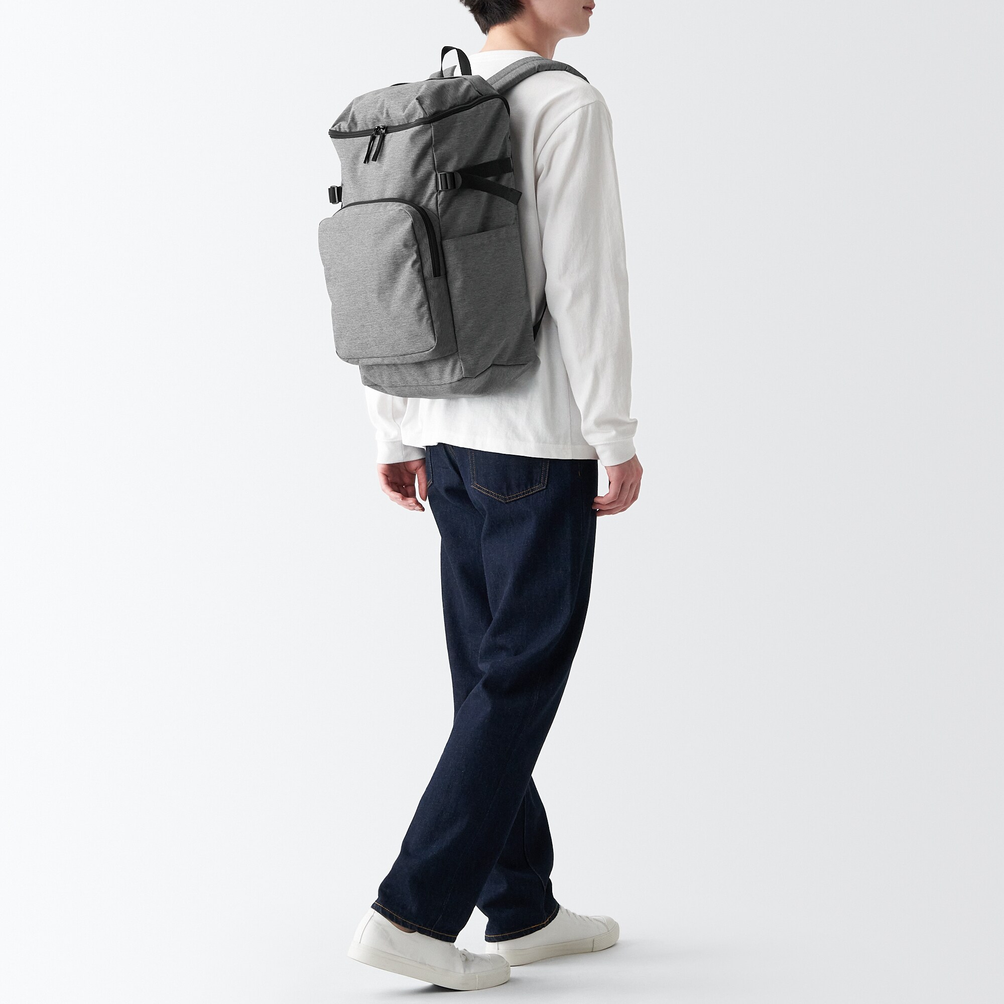 肩の負担を軽くする　撥水上から開くリュックサック（杢）