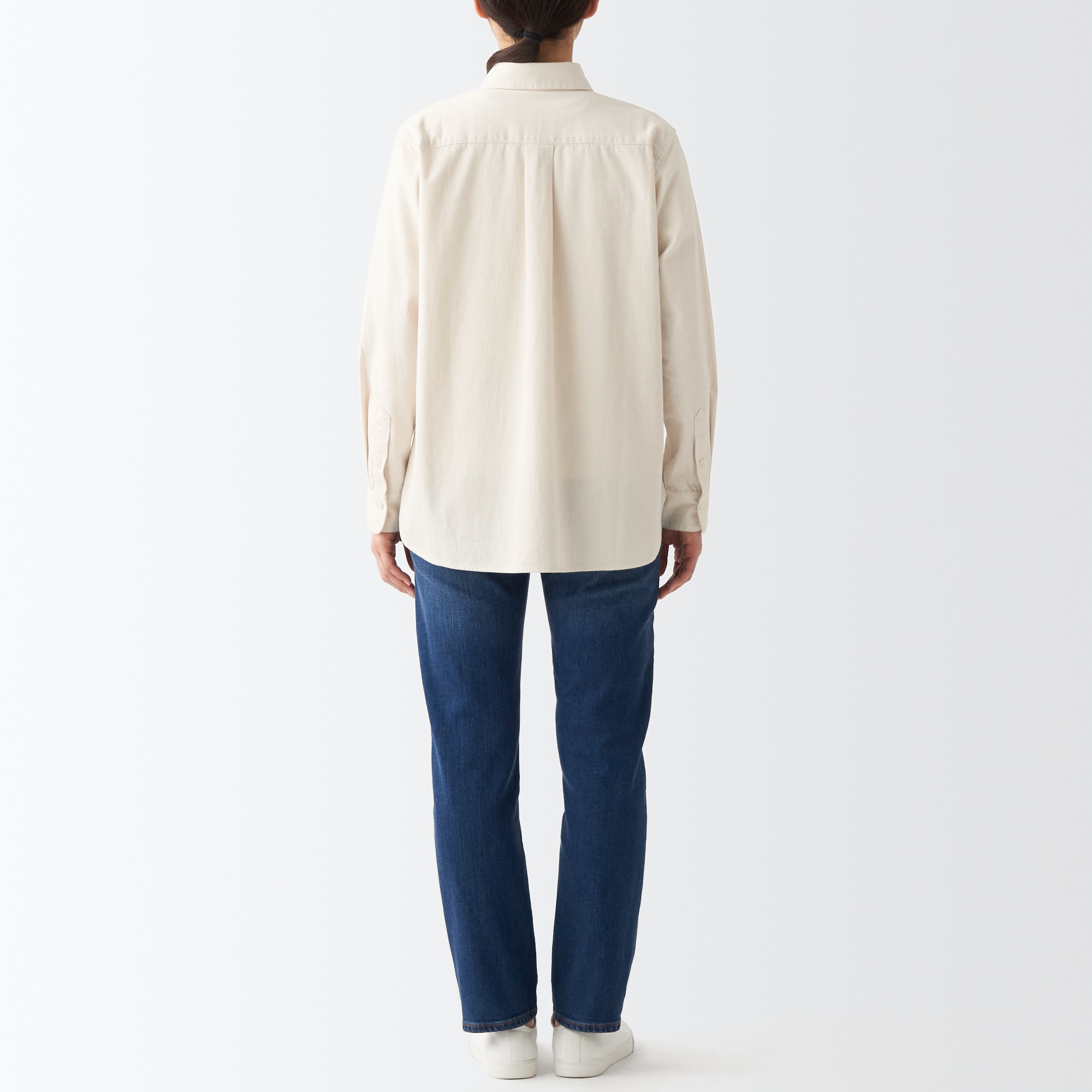 洗いざらしデニムレギュラーカラー長袖シャツ