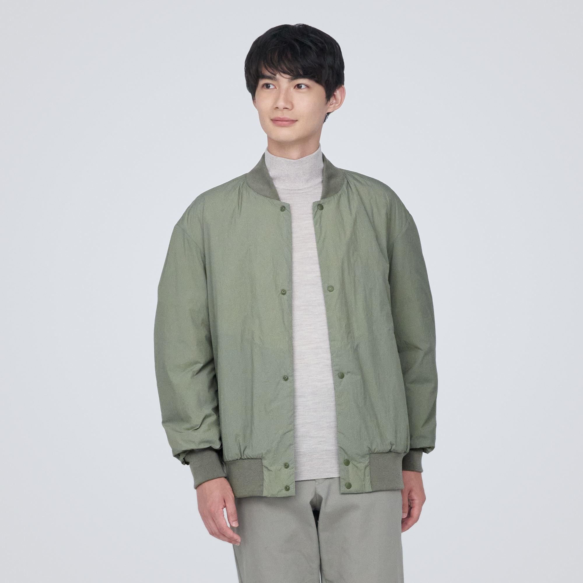 洗える中わたリブ付きブルゾン