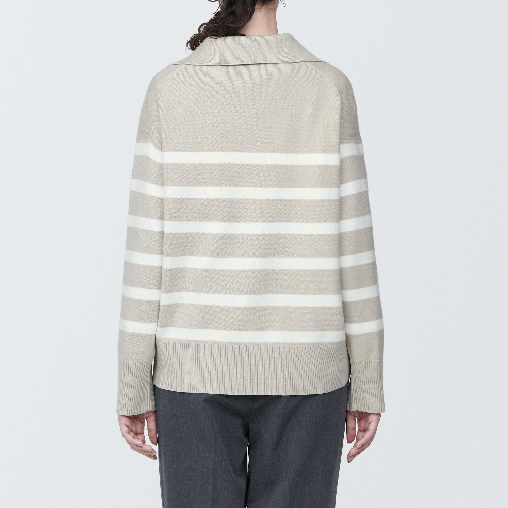 婦人　洗えるミラノリブ編みスキッパーポロセーター