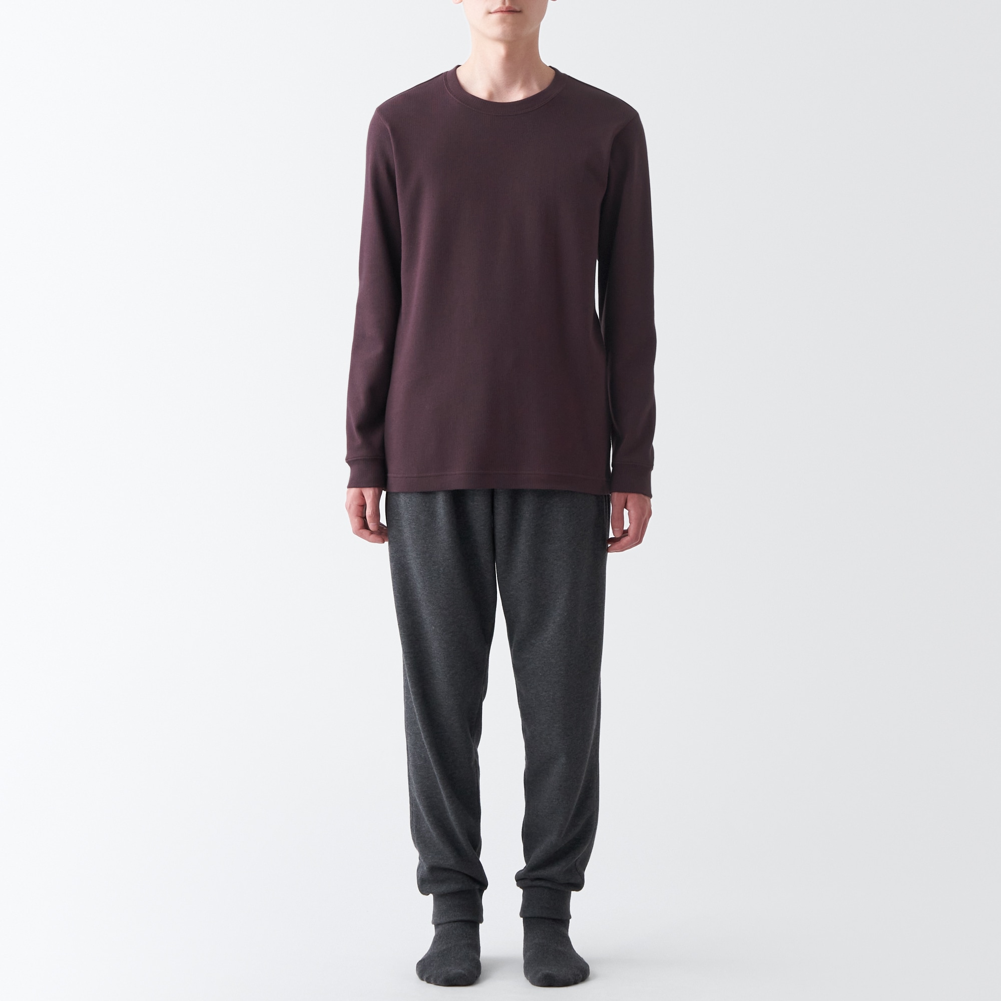 あったか綿　ウール　クルーネック長袖Ｔシャツ